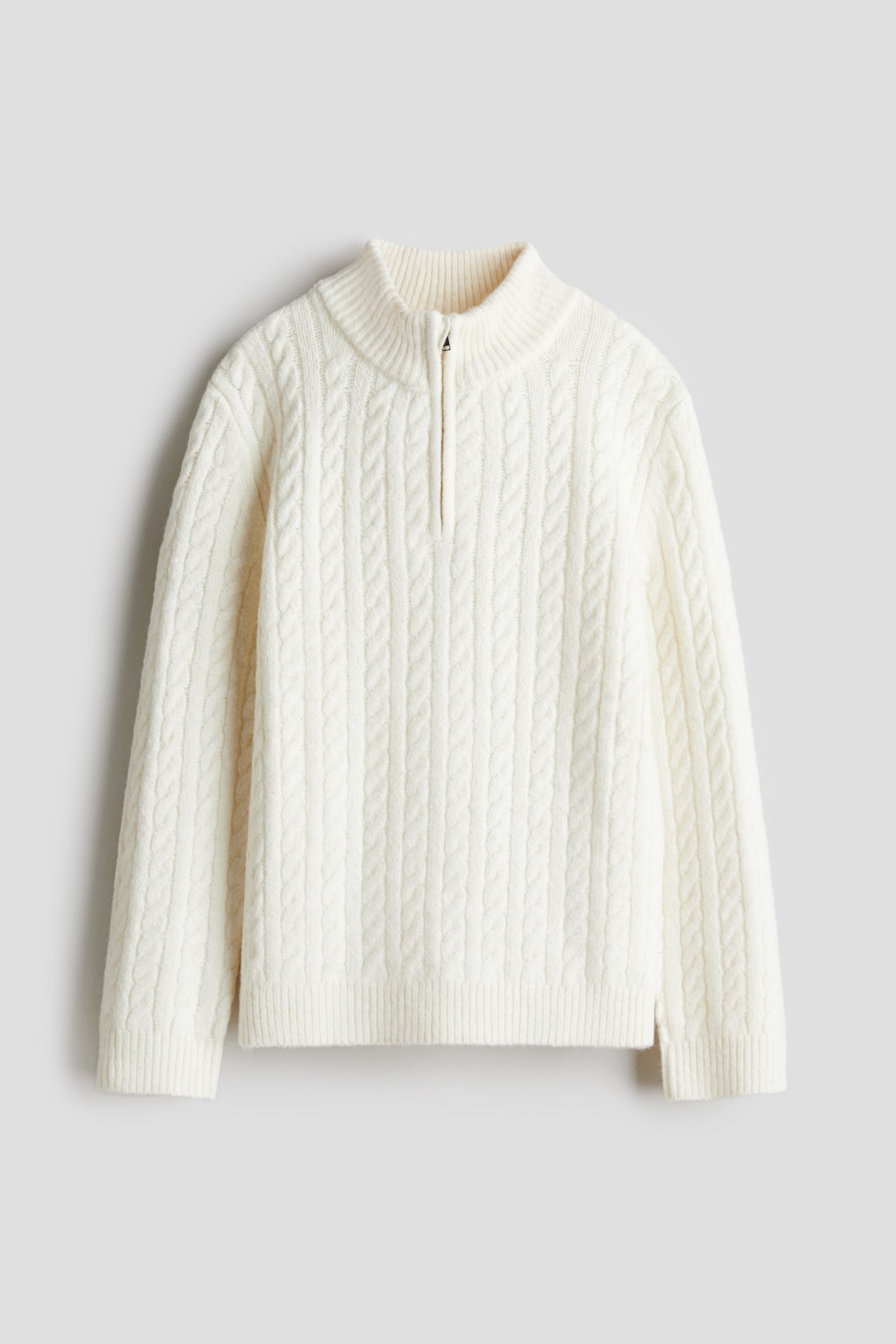 White Cable-Knit Half-Zip Sweater for kids | H&M US