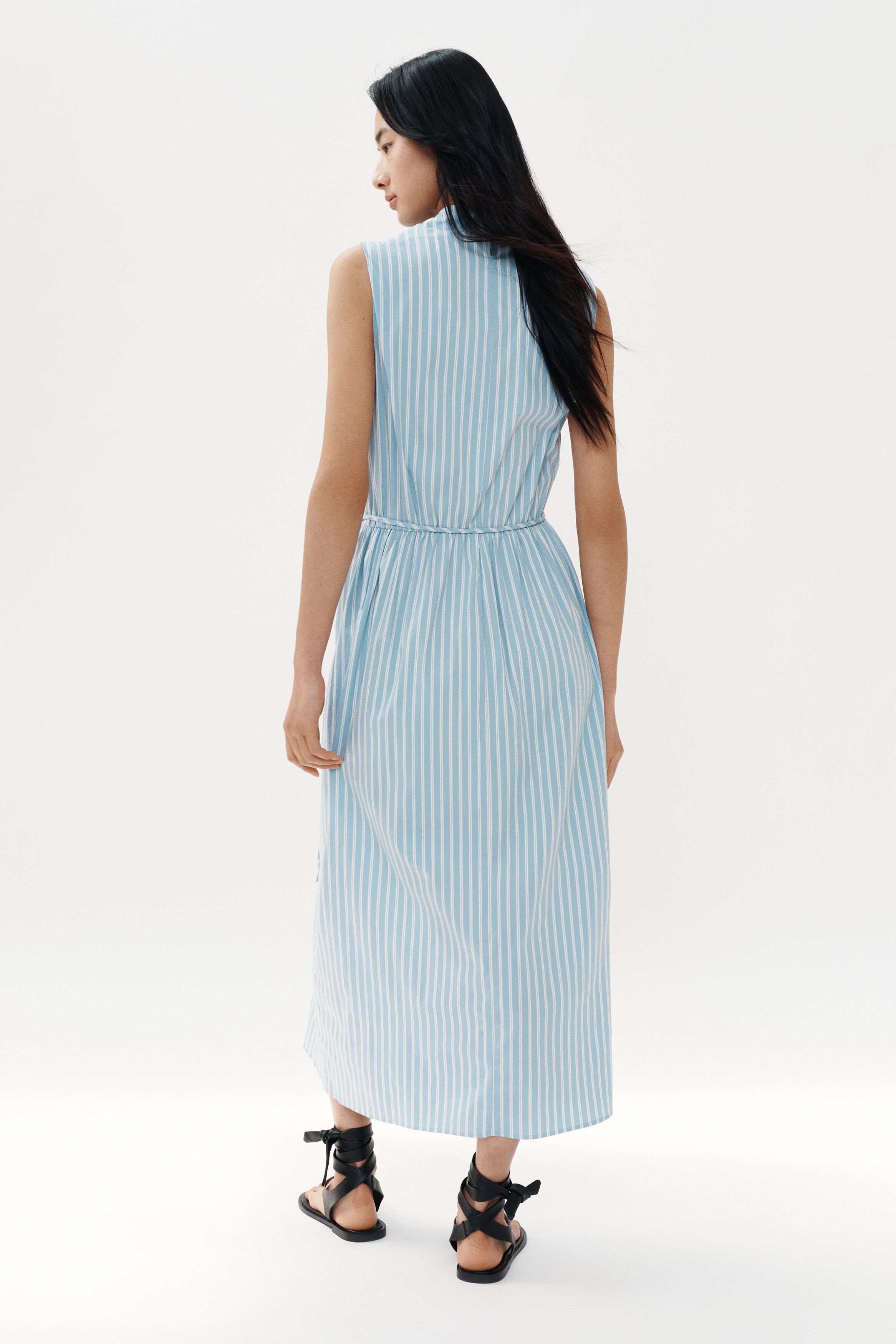 boho maxi dress plus size Plus Size Striped Ruffles Boho Maxi Dress Sky Blue / 5XL main image 1