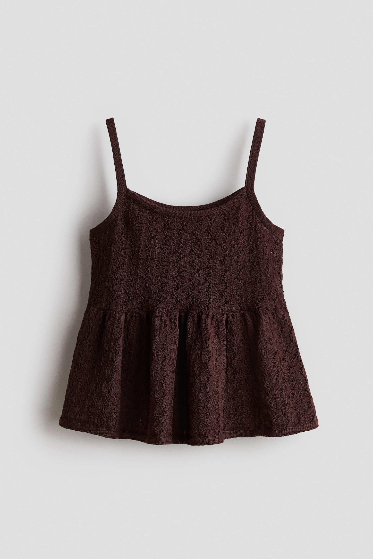 Pointelle-Knit Camisole Top - Dark brown/Ivory