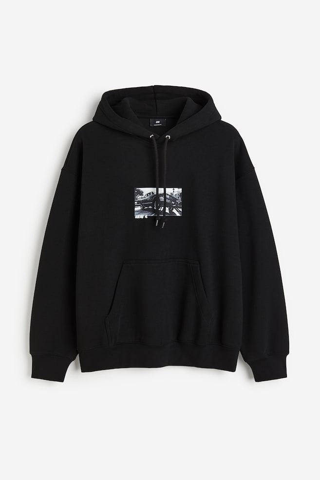 Oversized Fit Motif-detail hoodie - Black/Car/White/Hardcore - 2