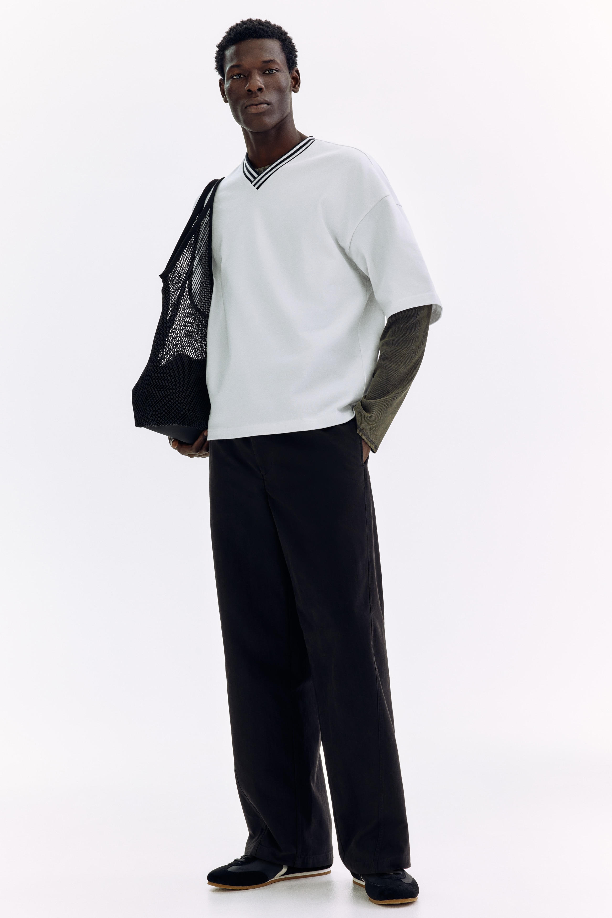 Pantalon à coutures tournantes Relaxed Fit - Noir/Vert kaki