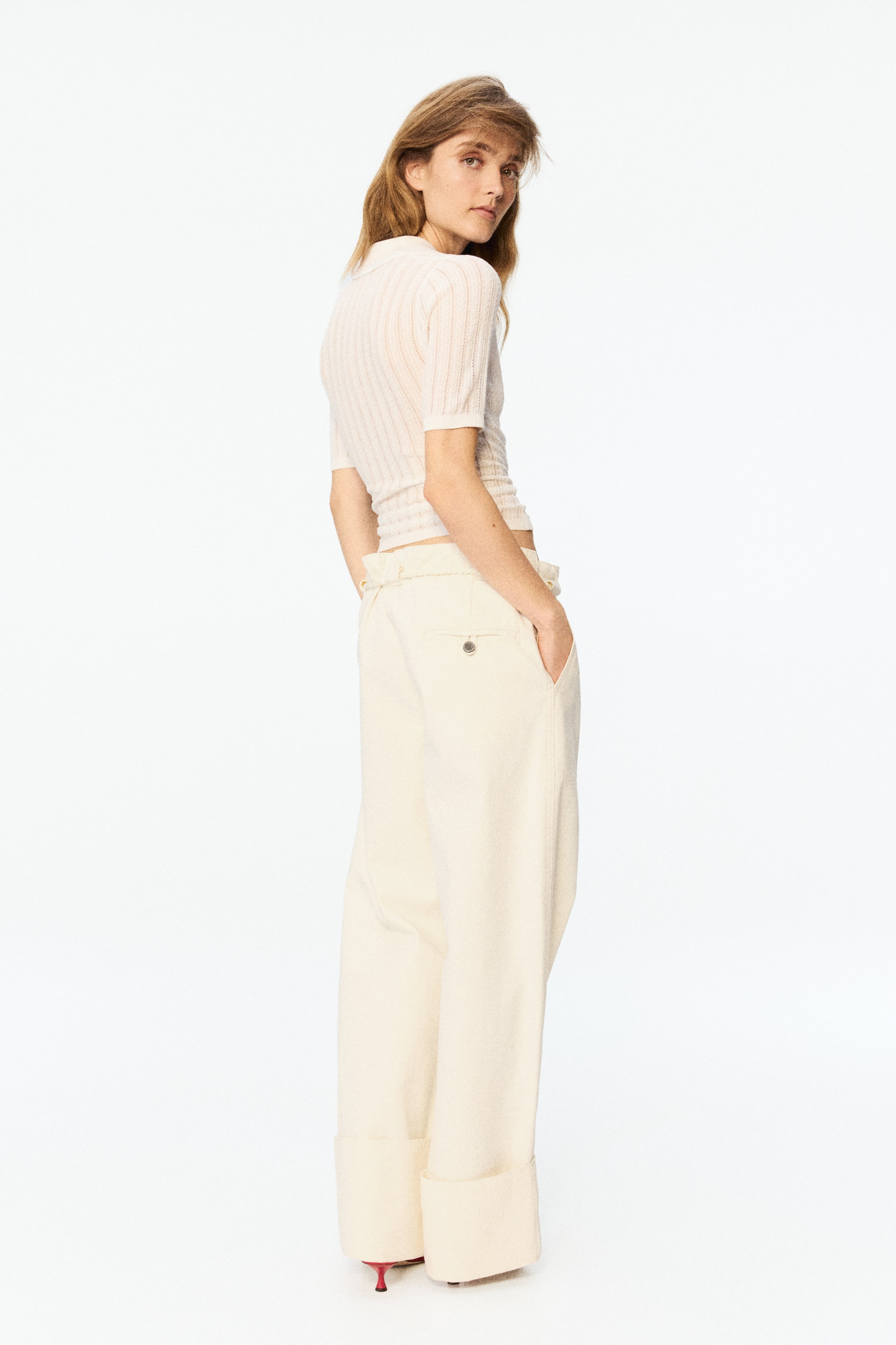 Rope-Belt Paper-Bag Pants