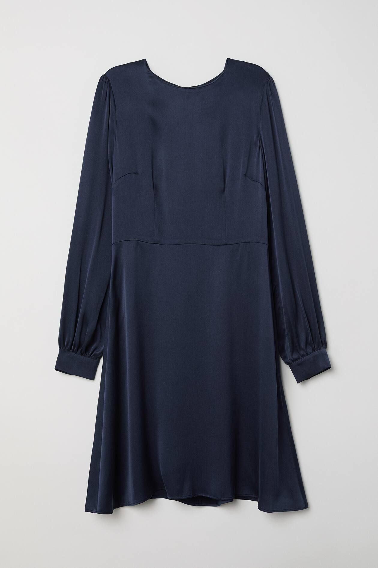 Silk dress - Long sleeve - Short - Dark blue - Ladies | H&M GB