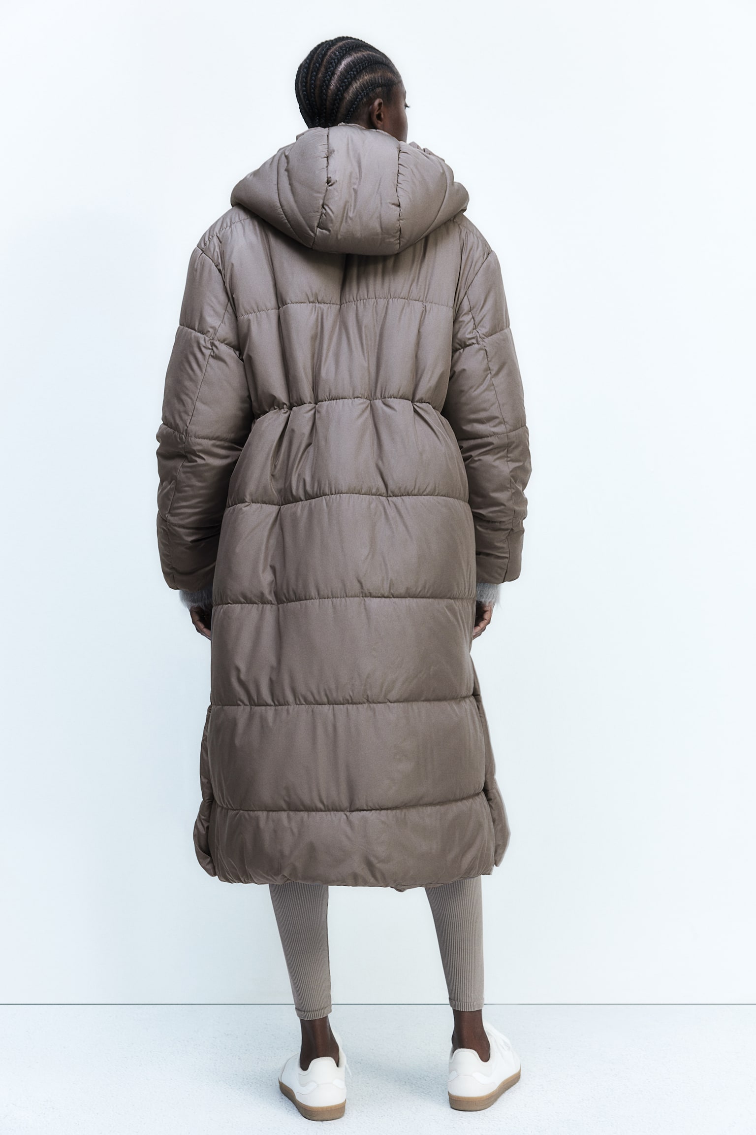 MAMA Hooded puffer coat - Dark mole/Black - 8