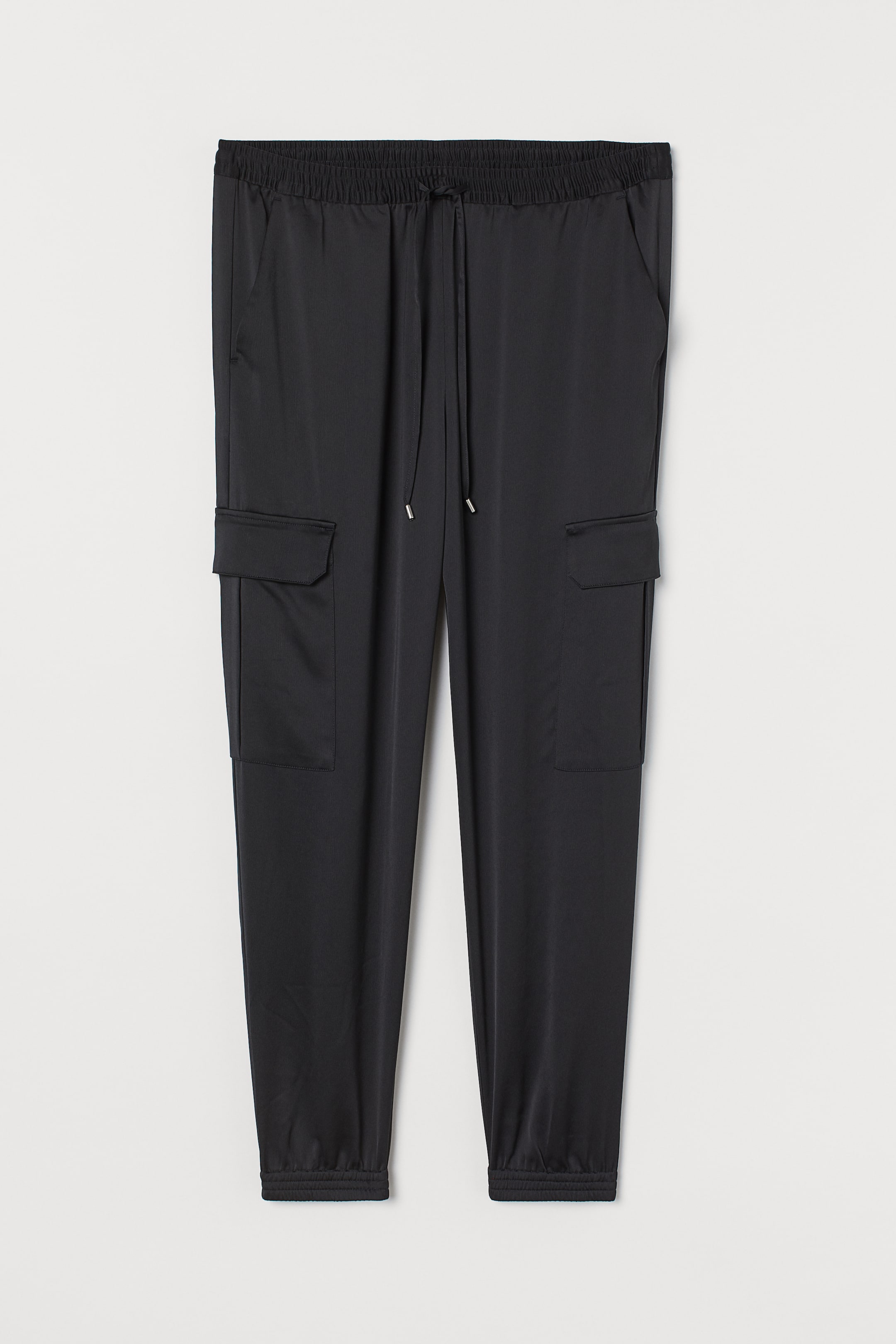 View larger image: H&M+ Satin cargo trousers - Black - Ladies | H&M GB 1