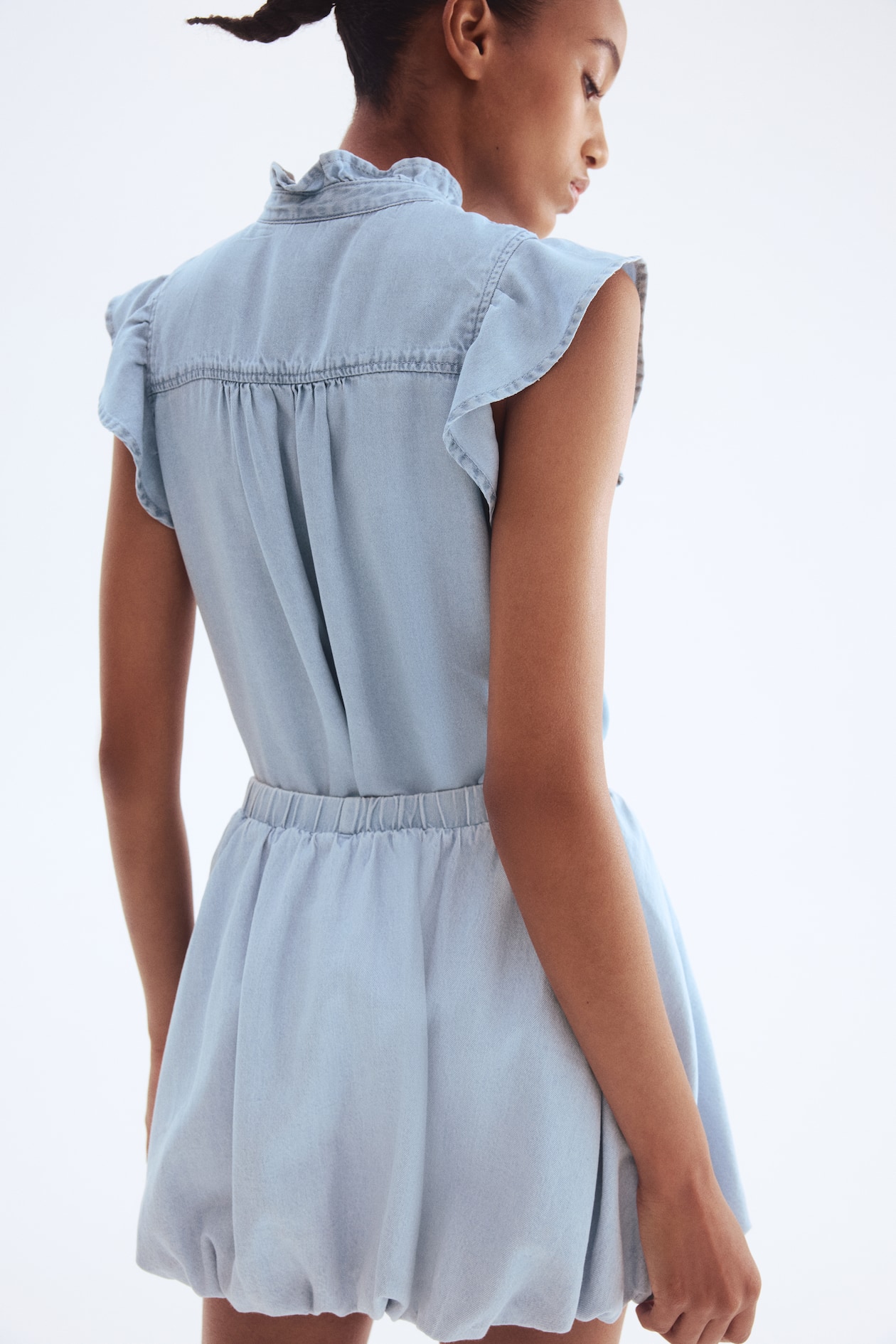 Ruffle-Trimmed Denim Blouse - image 5