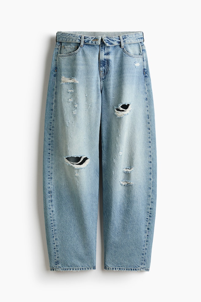 Barrel-Leg Regular-Waist Jeans - Denim blue - 1