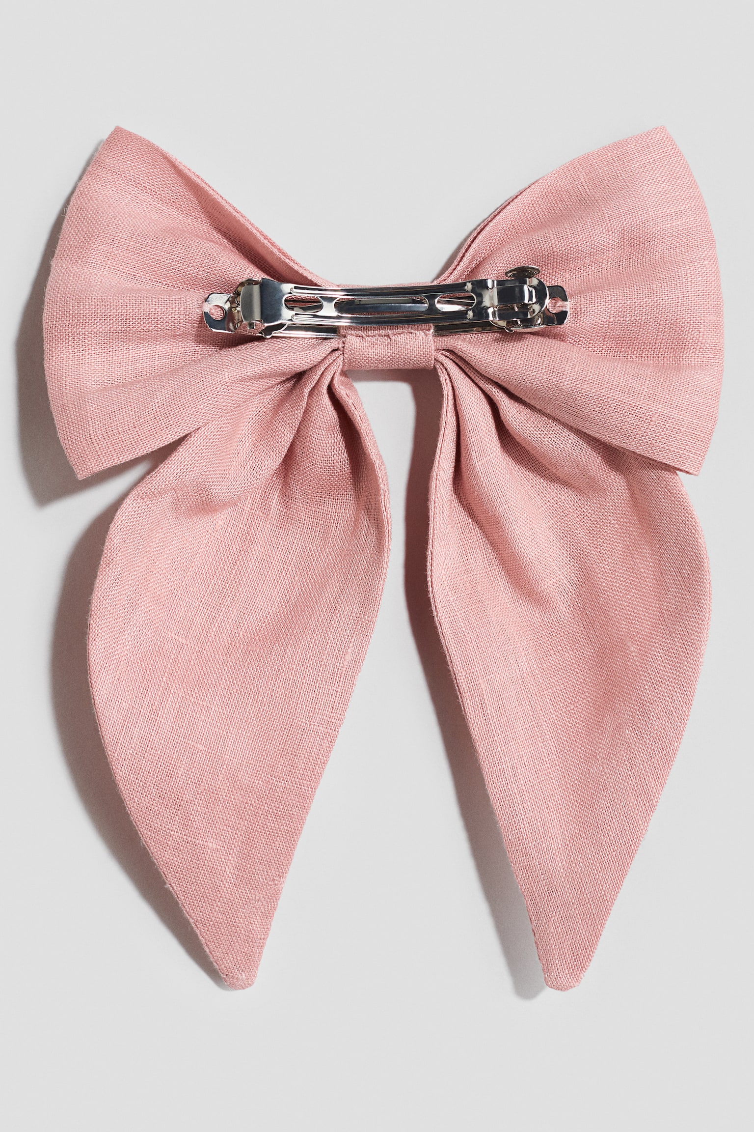Fermaglio per capelli con fiocco in lino - Rosa chiaro/Beige chiaro - 2