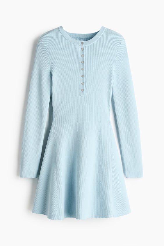 Женские платья H&M Rib-Knit Dress with Flared Skirt