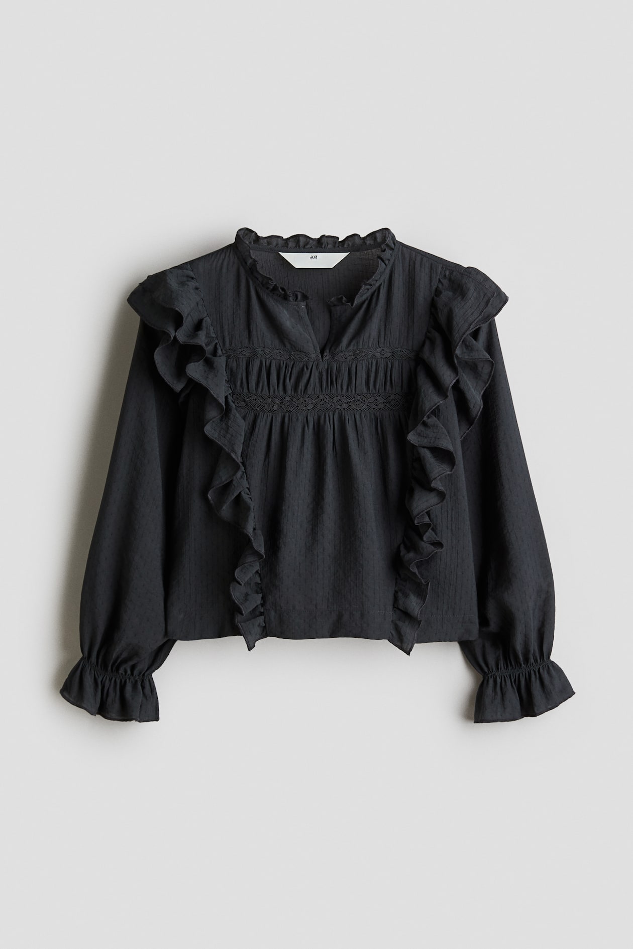 Frill-trimmed blouse - Gris foncé - ENFANT | H&M FR