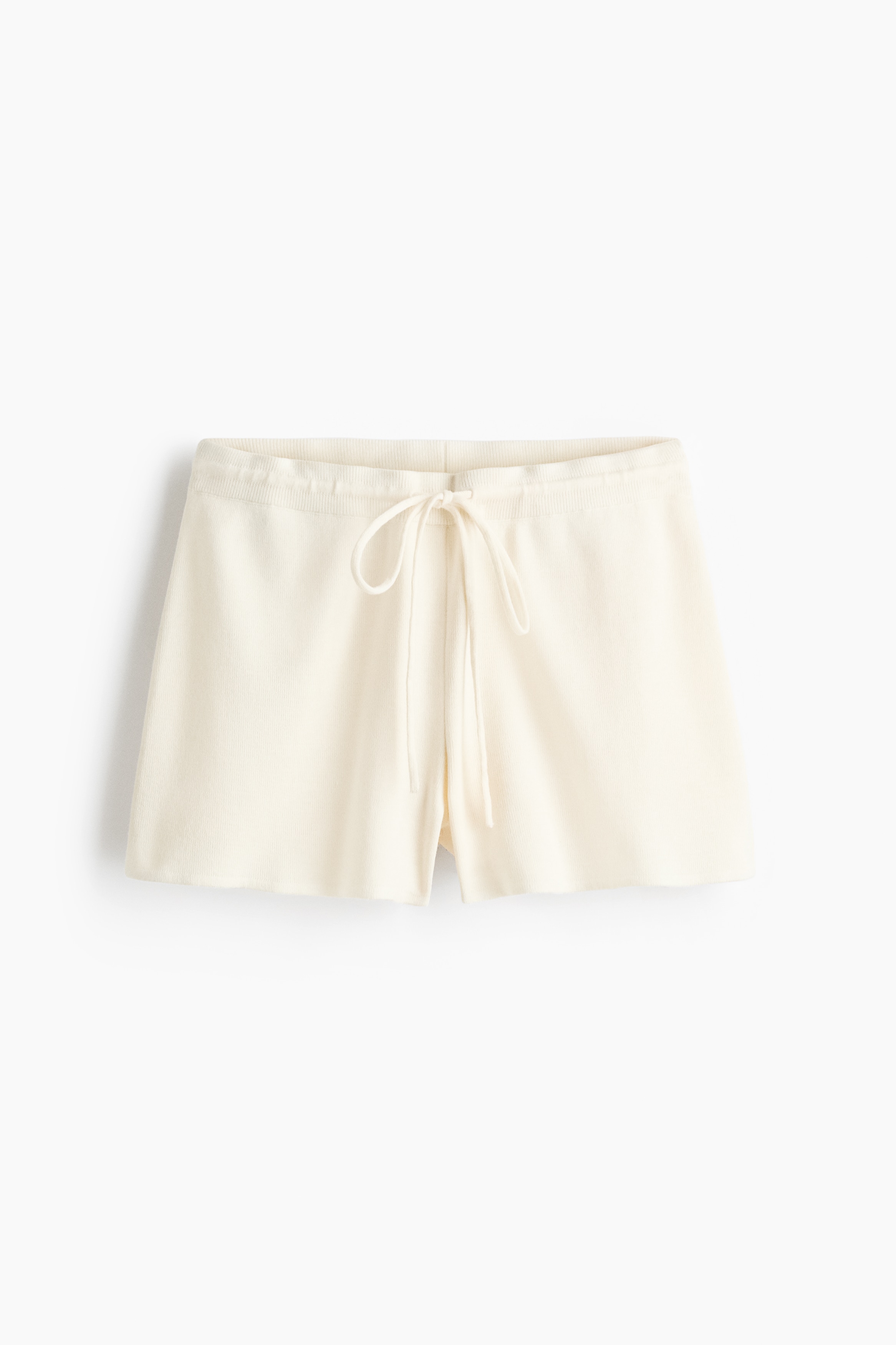 Finstickade shorts med dragsko - Crèmevit/Vinröd