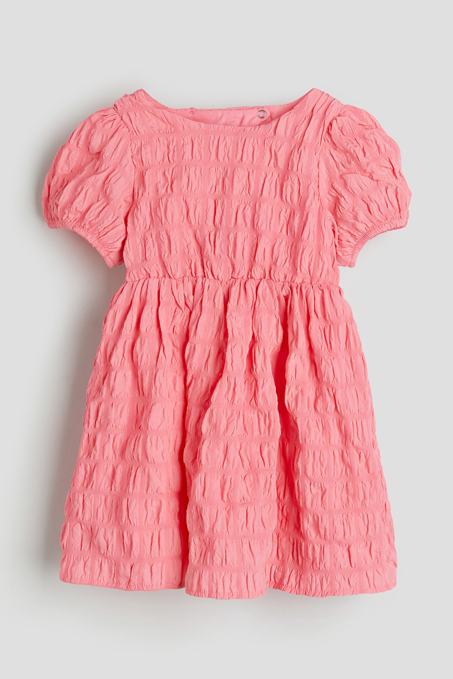 Puff-sleeved dress - Pink/Dark blue - 1