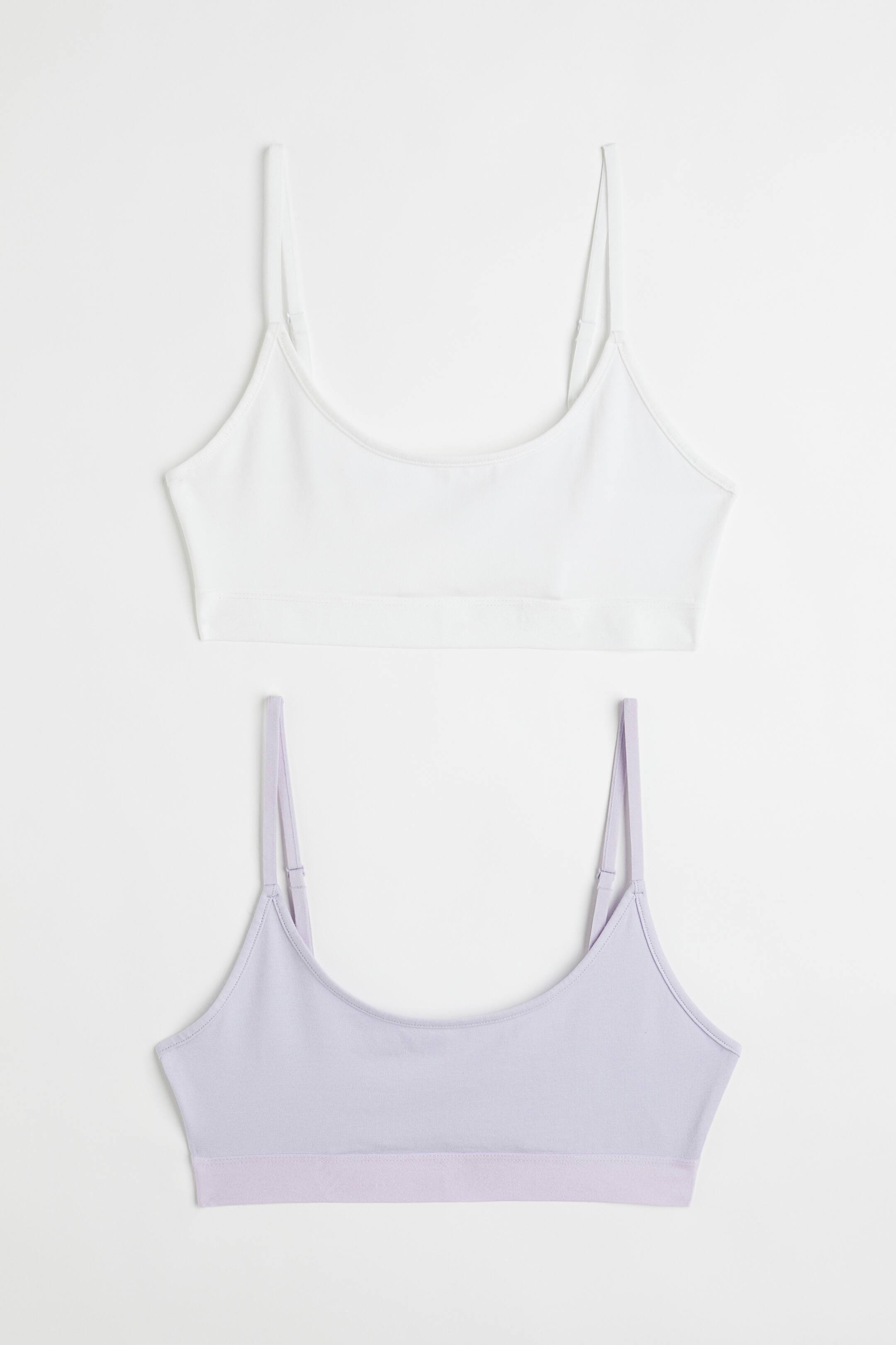 View larger image: 2-pack non-padded cotton bra tops - Light purple/White - Ladies | H&M 1