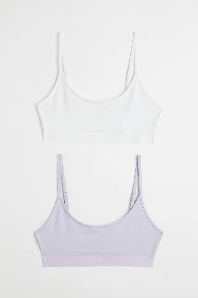 2-pack non-padded cotton bra tops - Light purple/White/Black/White/Bright blue/New York/Cerise/Zebra print/dc/dc/dc - 1