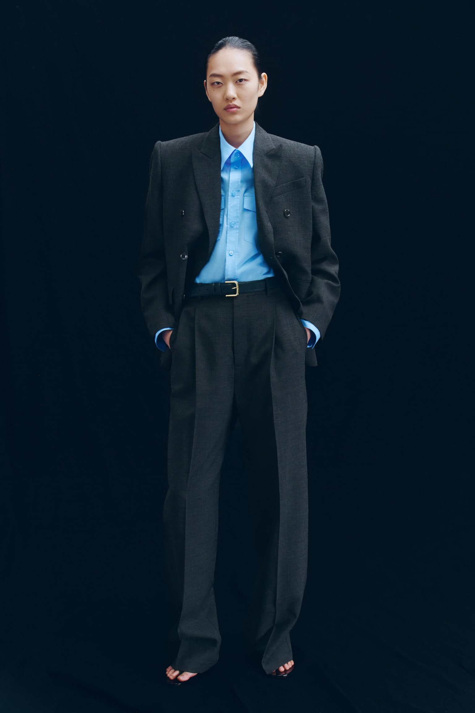 Женские брюки H&M Tailored Wool, цвет: Тёмный серый меланжевый — фото 4