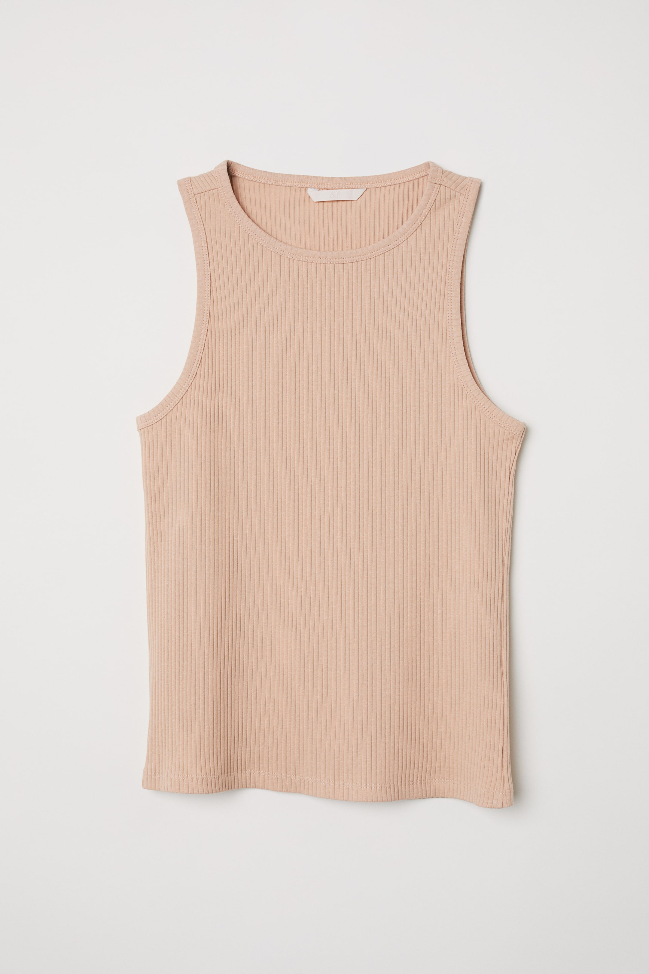 Grotere afbeelding bekijken: Singlet van ribtricot - Poederbeige - DAMES | H&M NL 1
