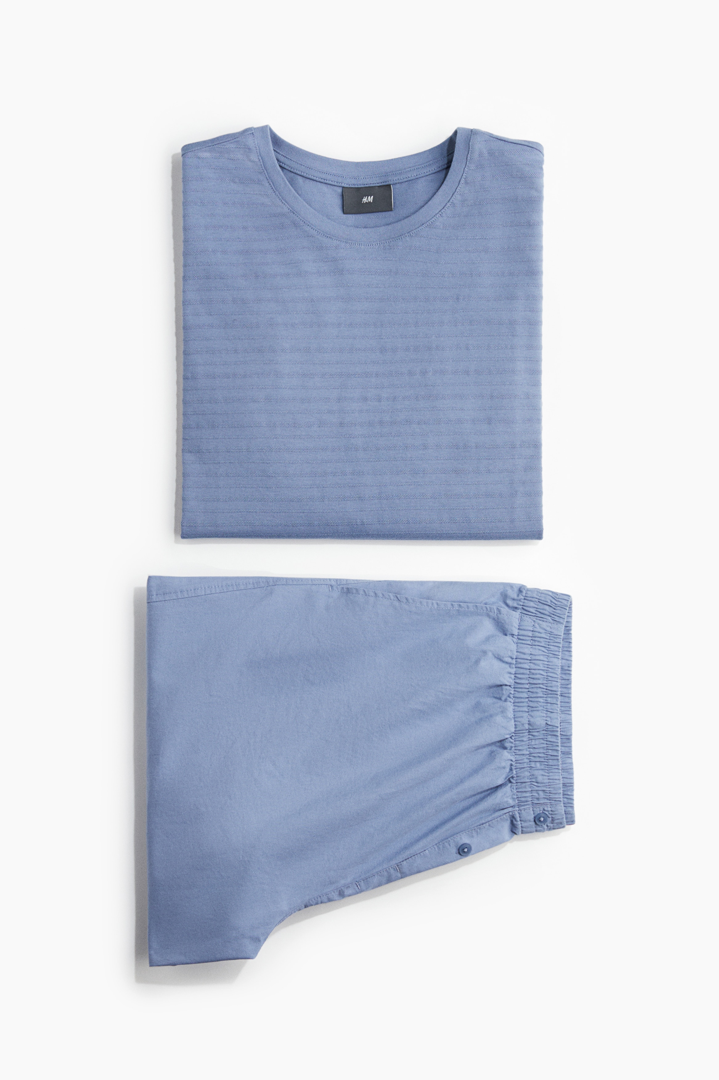 Tişört ve Şortlu Pijama Takımı - Açık mavi/Beyaz/Lacivert