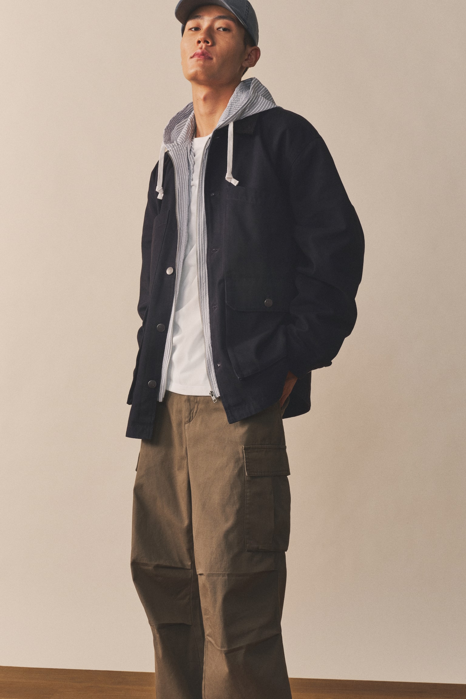 재킷 루즈핏 - 다크 블루/베이지 - 3