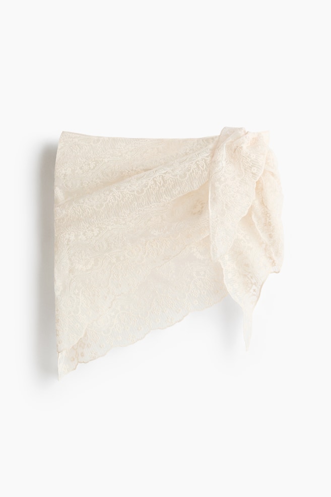 Cotton Lace Scarf - Cream - 1