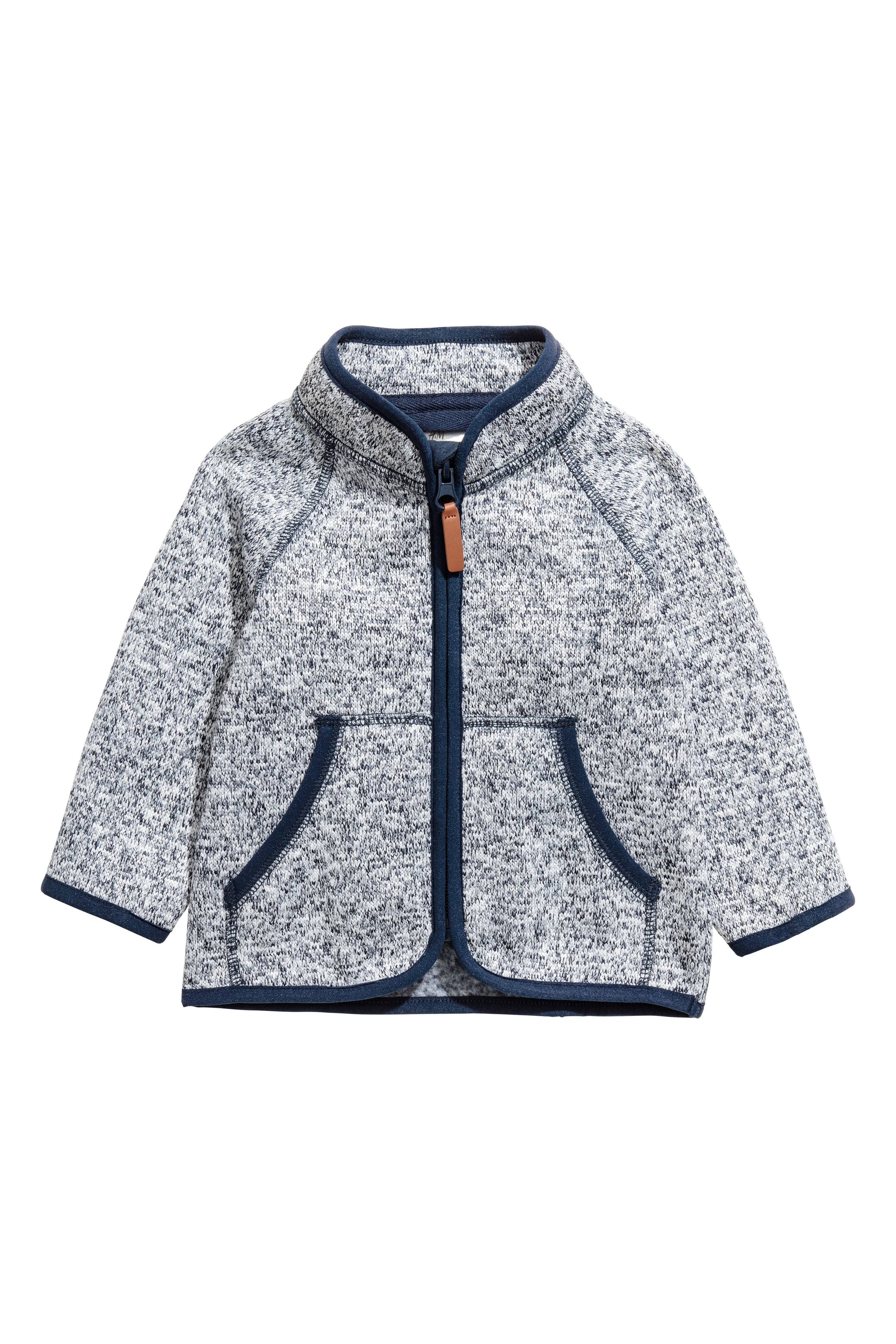 View larger image: Knitted fleece jacket - Dark blue marl - Kids | H&M GB 1