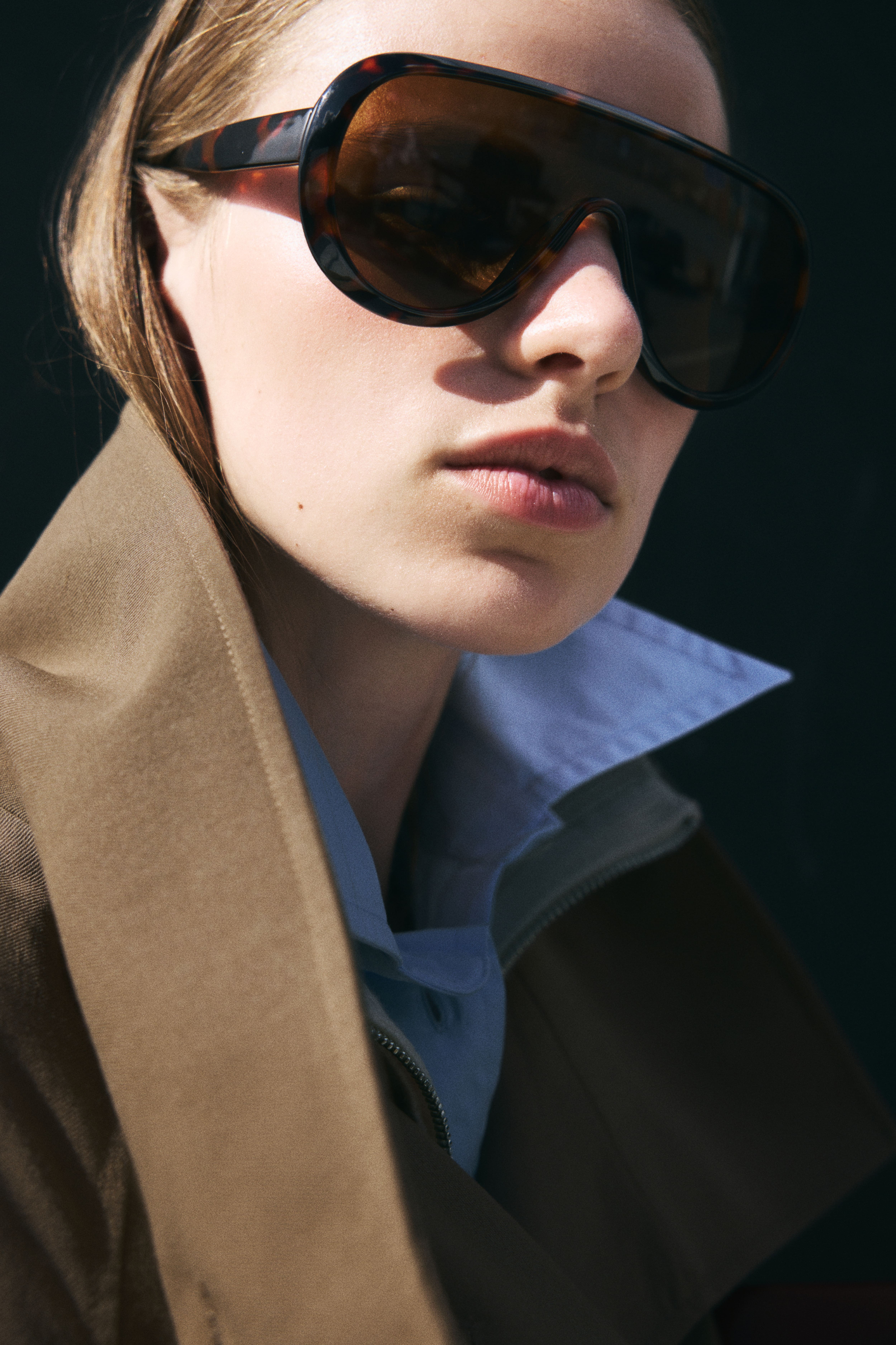 Funnel-Collar Trench Coat