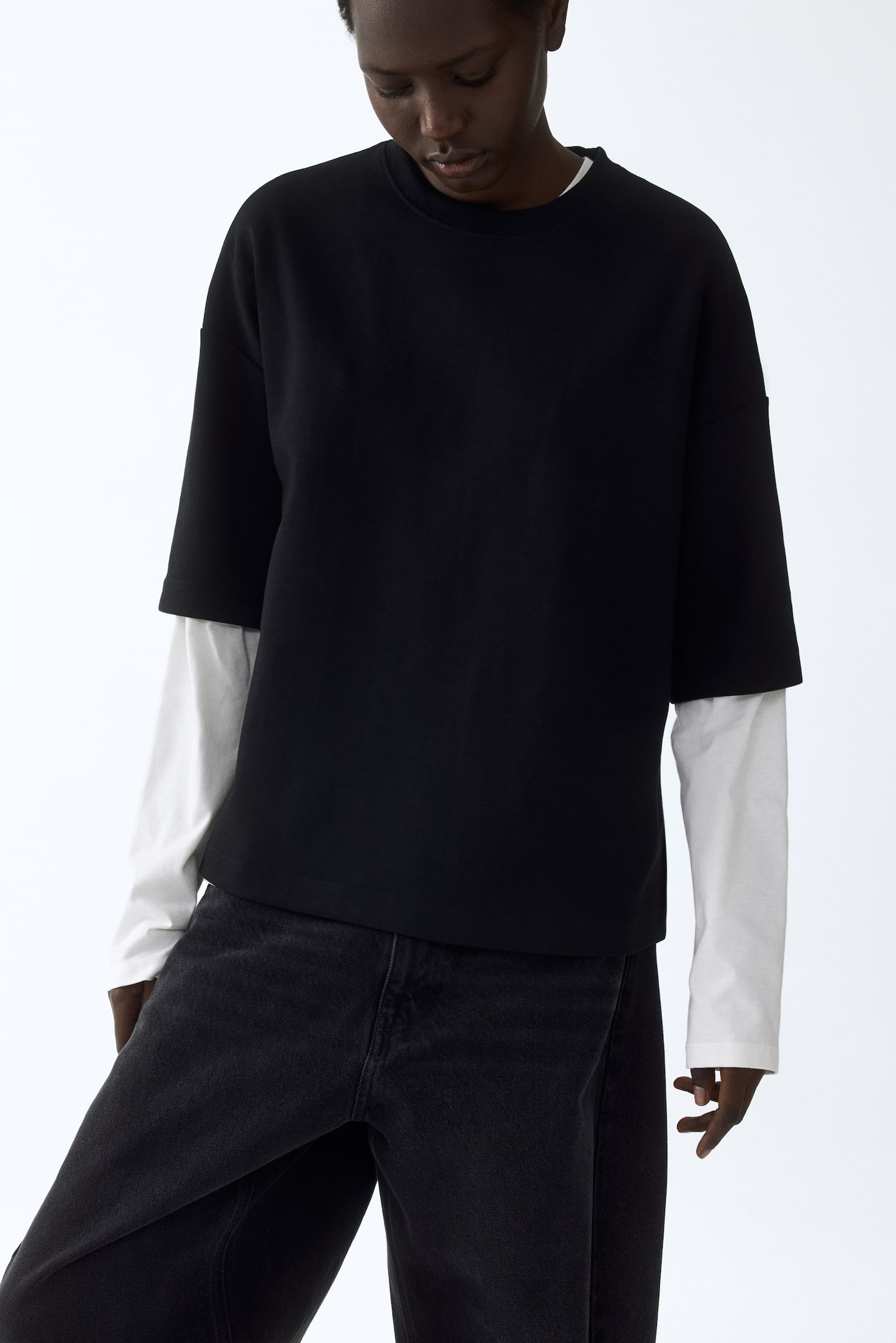 Interlock T-shirt - Black/Dark brown - 1