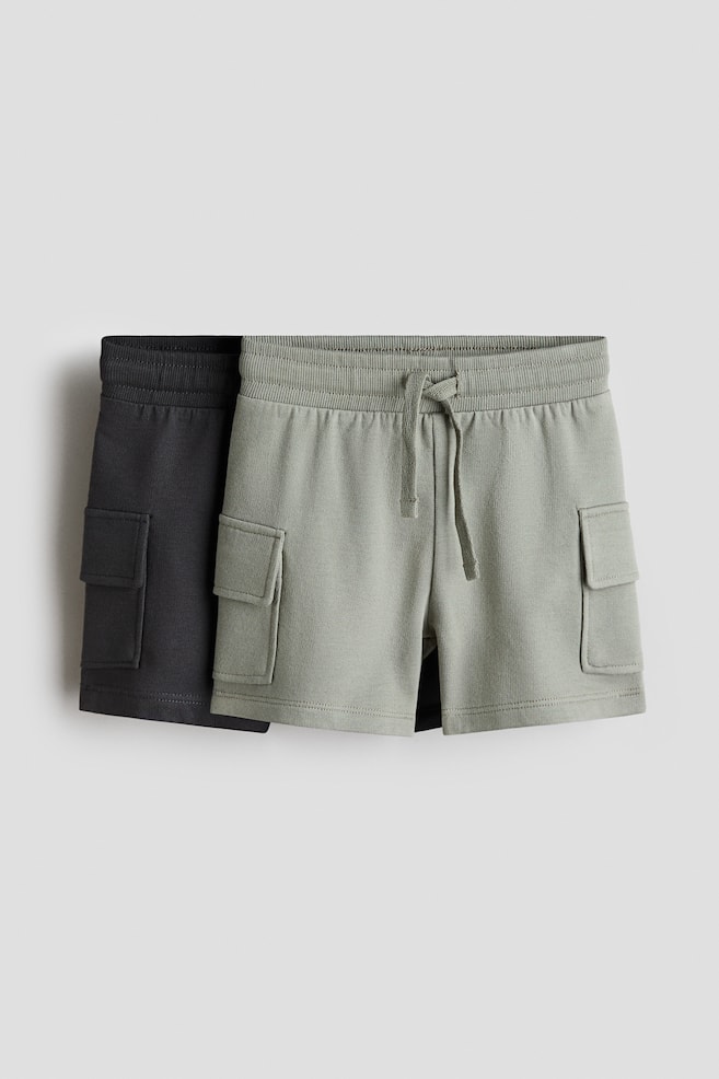 2-pack Cargo Sweatshorts - Khaki green/black/Beige/white/Navy blue/light beige - 1