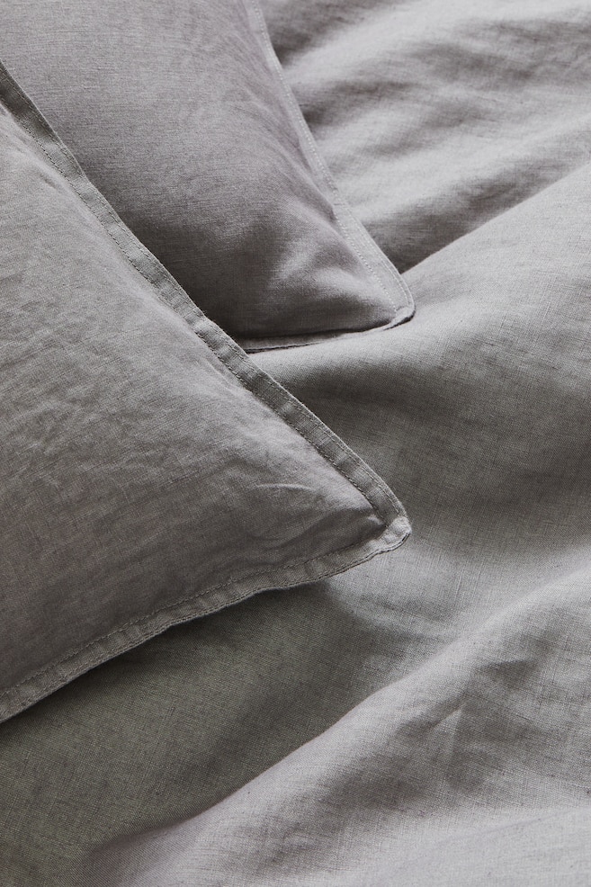 Linen double/king duvet cover set - Grey/Light grey/Beige/Sage green/dc - 2