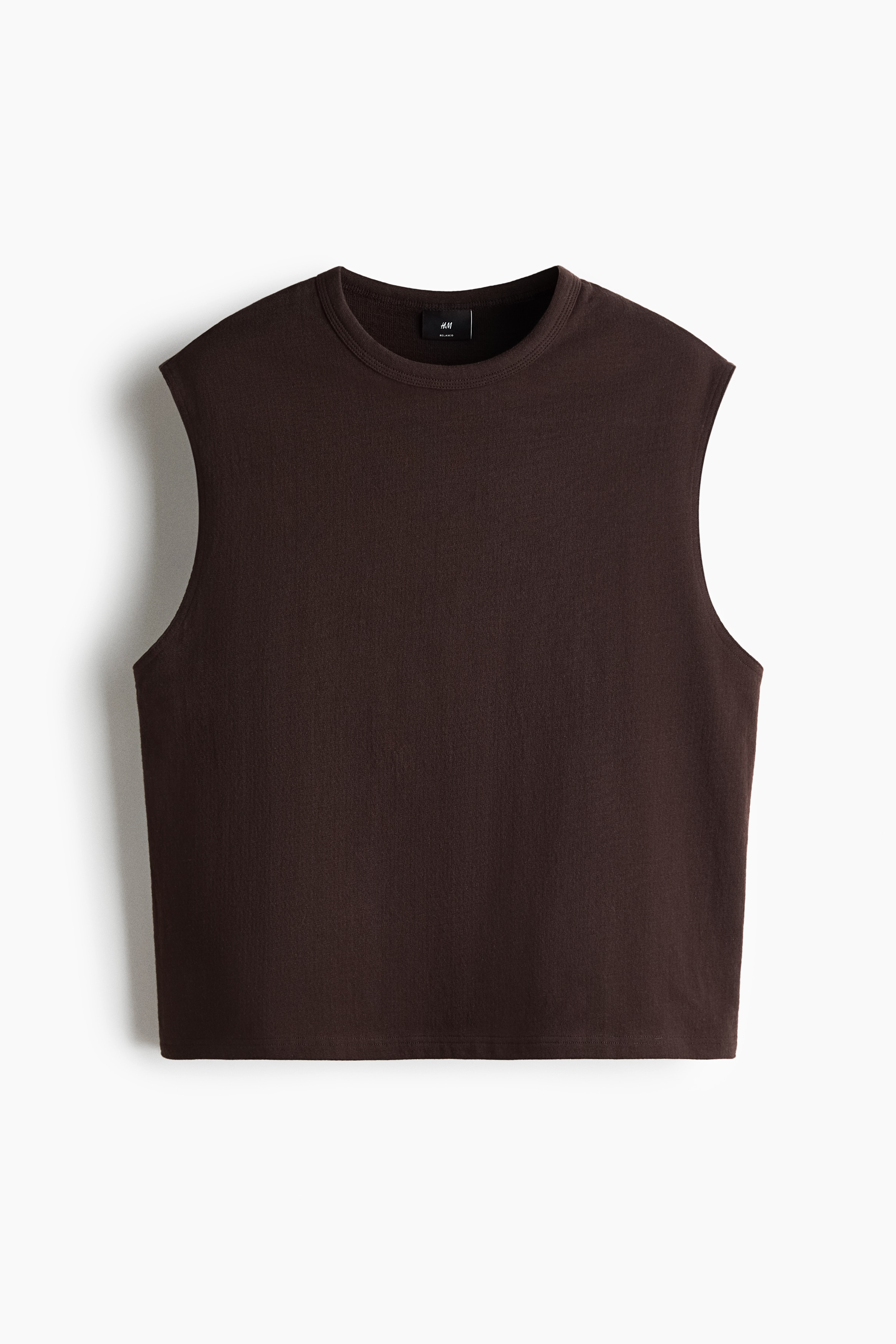 Jersey-Tanktop in Relaxed Fit - Dunkelbraun/Schwarz/Helles Graubraun