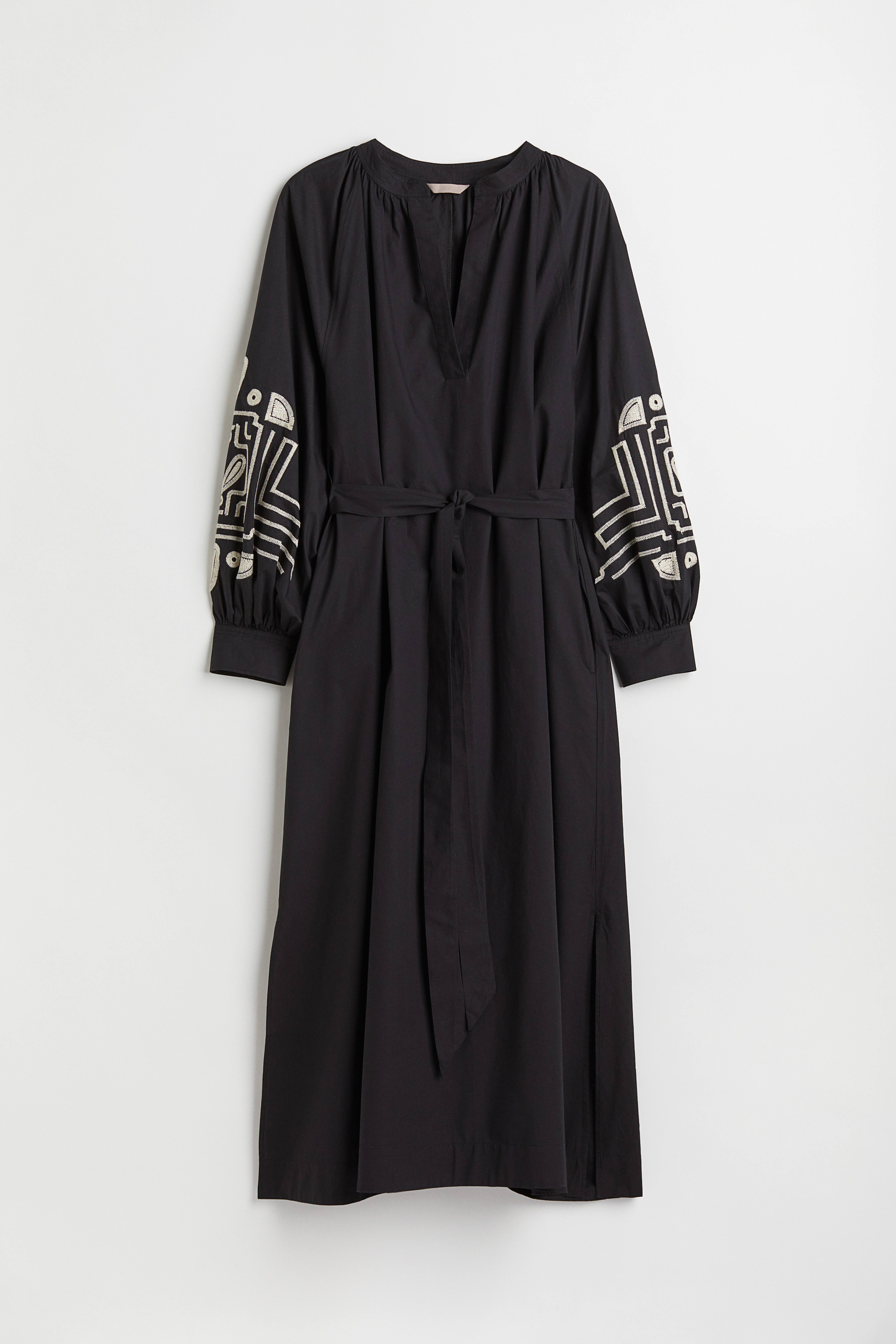 H M Embroidered Kaftan Dress