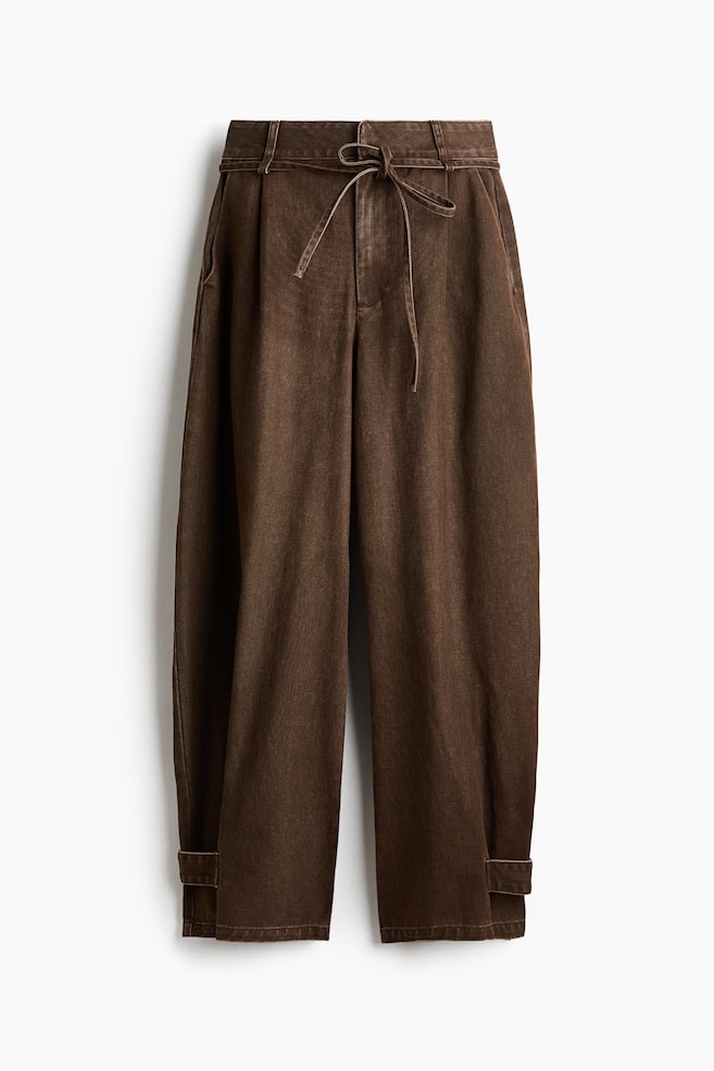 Tie-belt denim trousers - Dark mole/Dark denim blue - 1