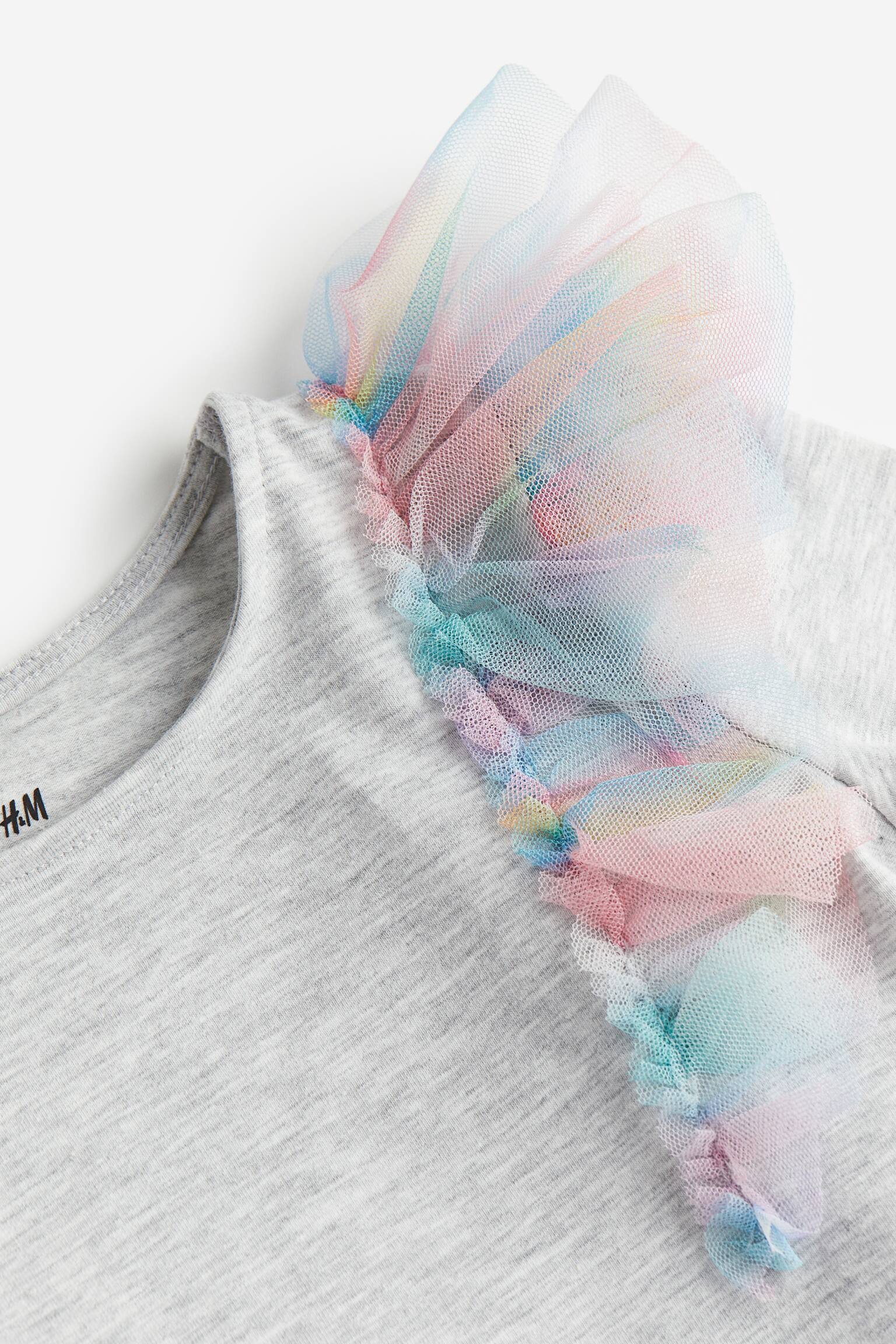 Áo viền nhún bèo - Màu xám nhạt đốm - 2