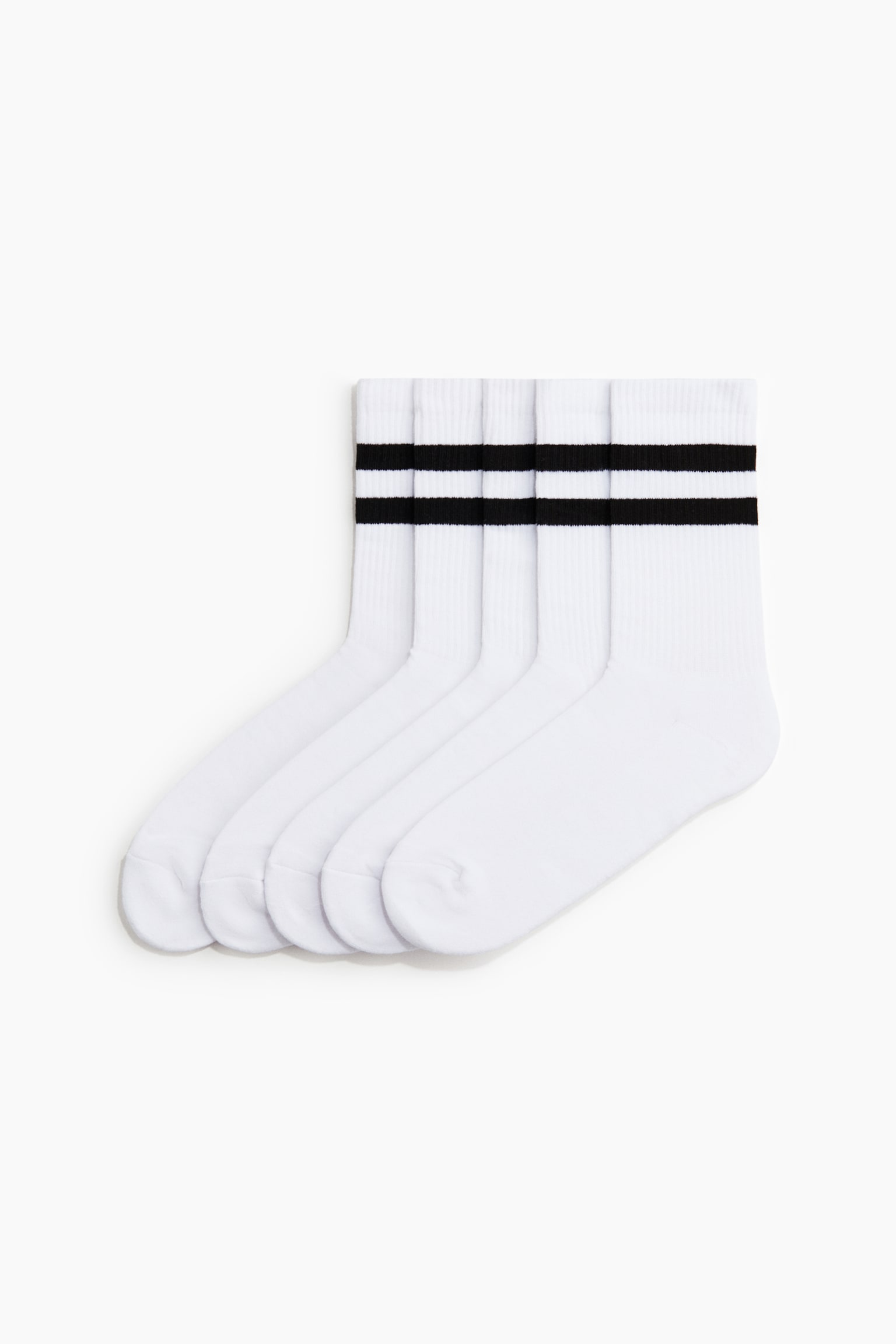 5-pack socks with Lycra® - White/Striped - 1