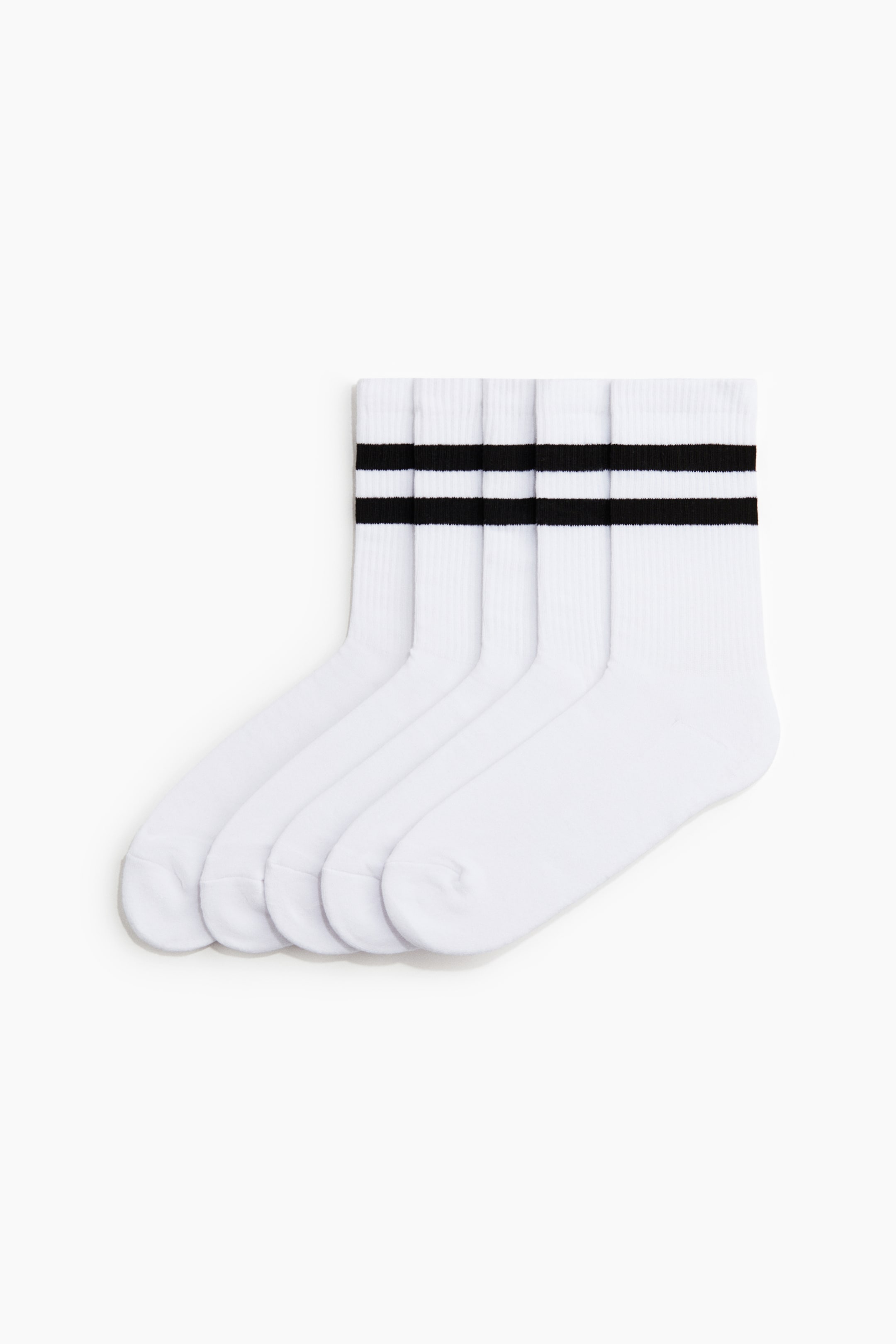 View larger image: 5-pack socks with Lycra® - White/Striped - Men | H&M HK 1