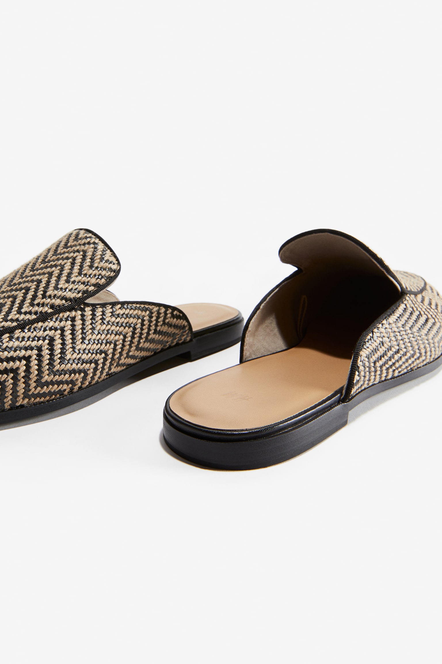 Mule Loafers - Beige/Zigzag pattern/Black/Black - 3