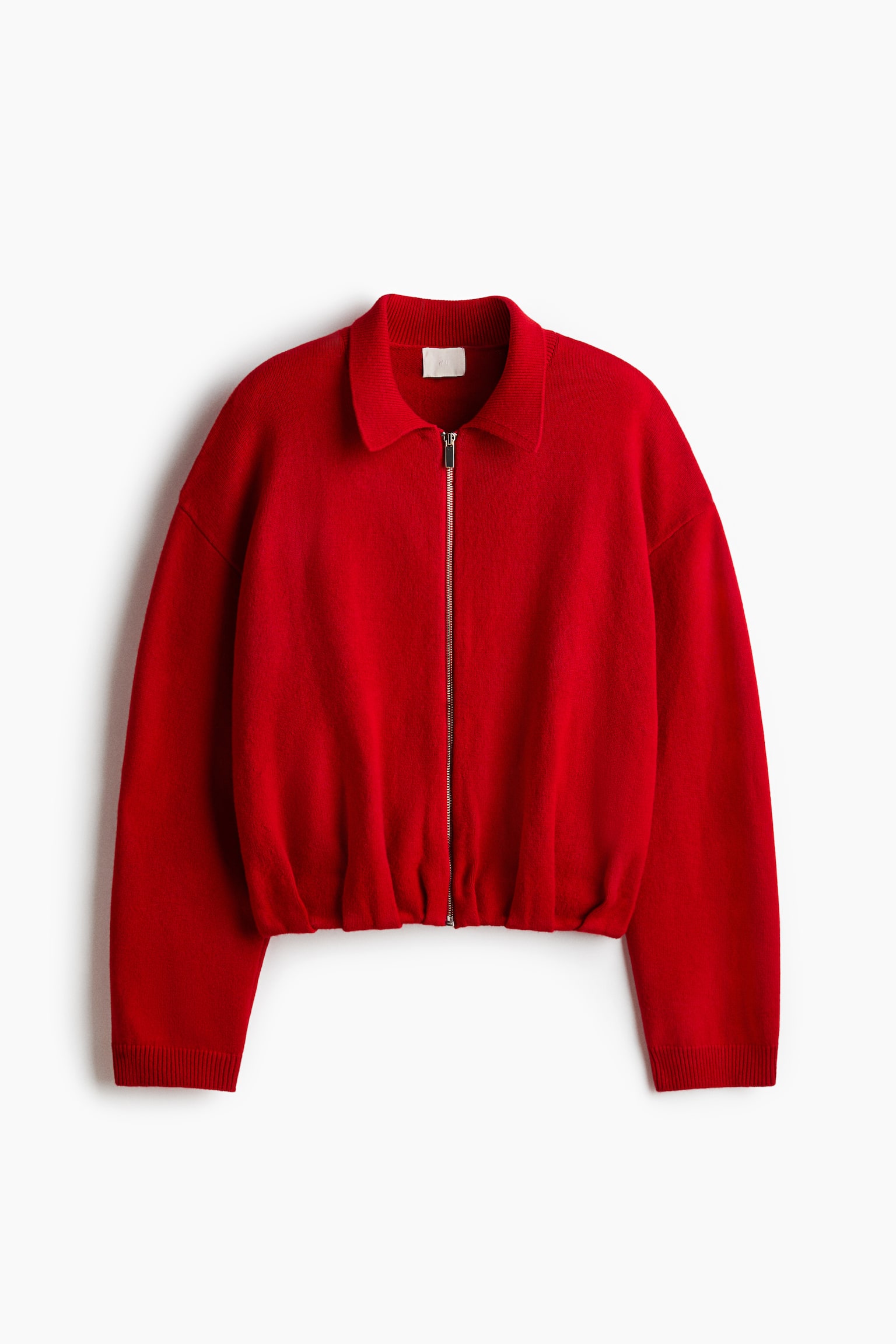 Cárdigan oversize con cremallera - Rojo/Beige oscuro