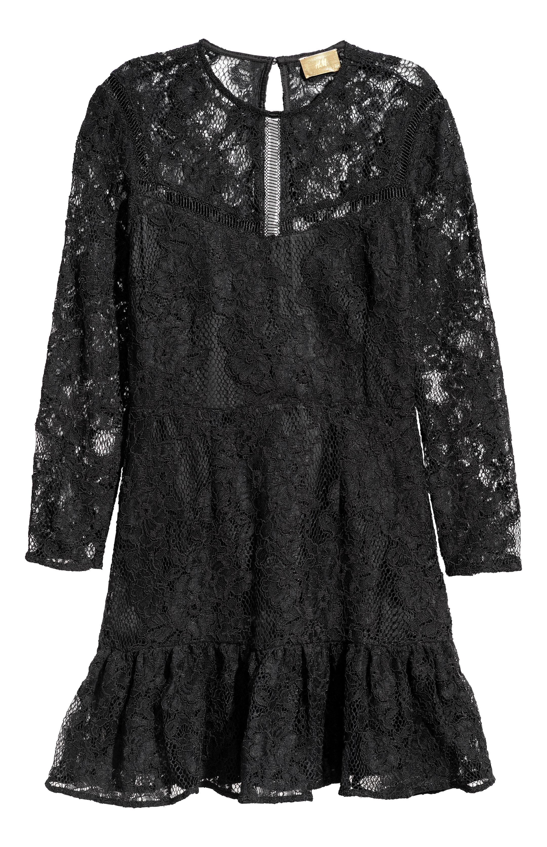 Lace dress - Long sleeve - Short - Black - Ladies | H&M GB