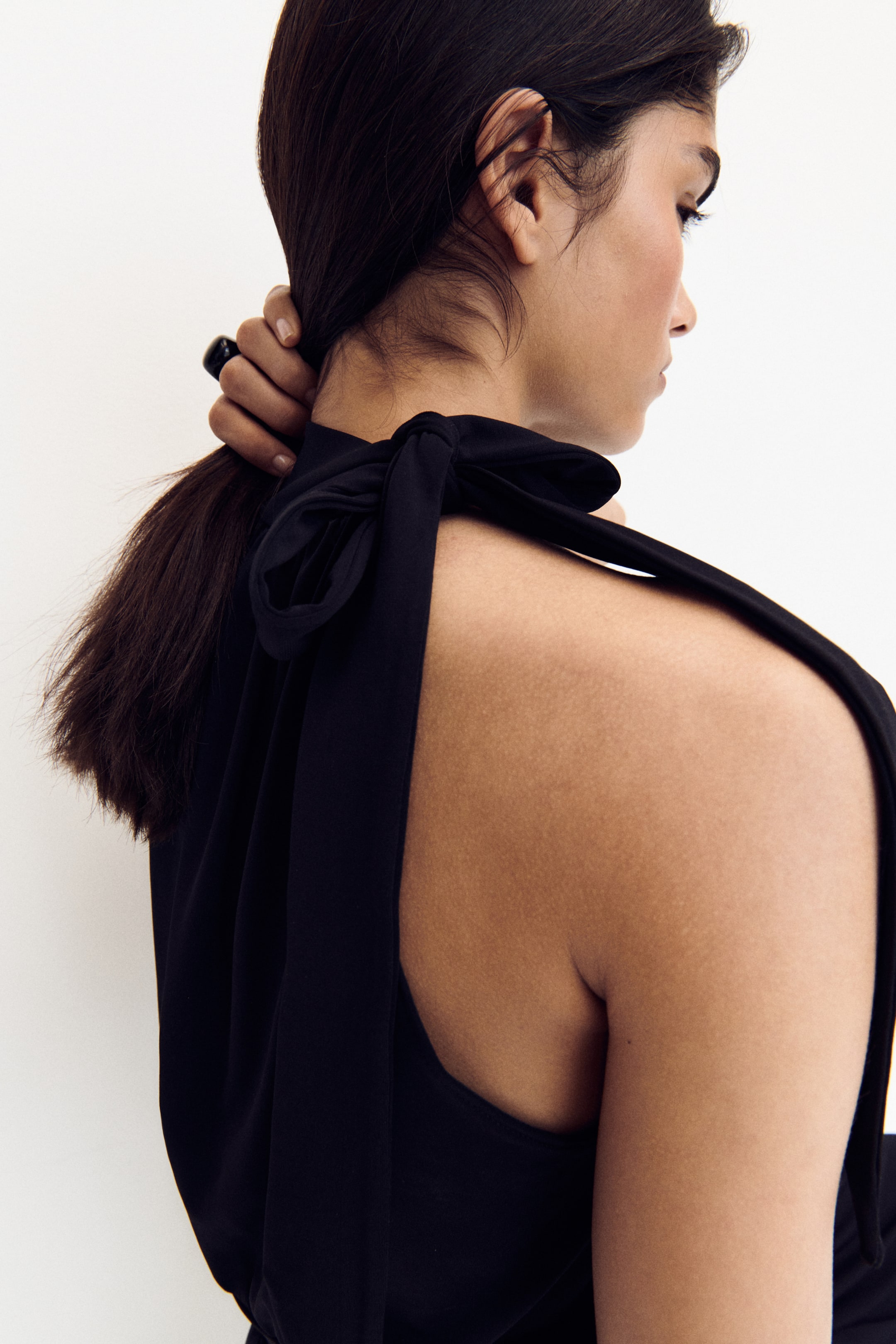Scarf-Collar Crêpe Top