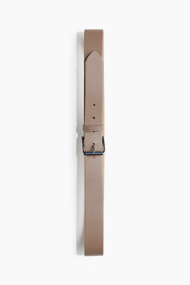 Leather Belt - Dark beige - 1