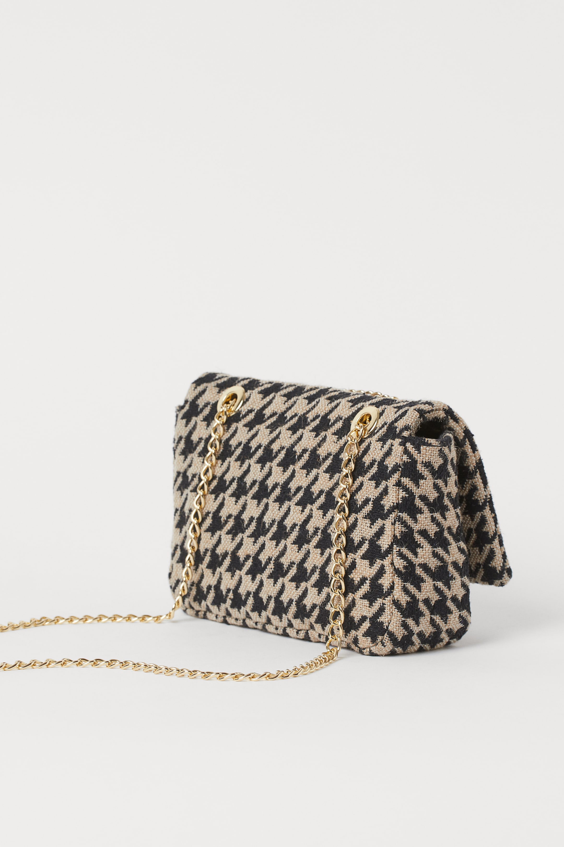 Juteblend shoulder bag Light beige/Dogtoothpatterned Ladies H&M GB