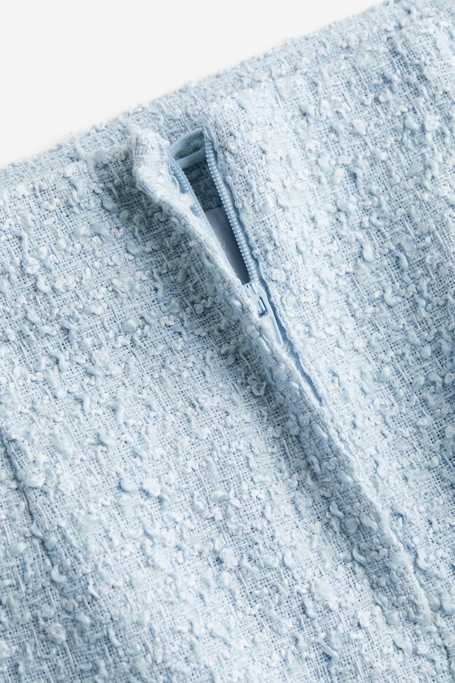 Chân váy mini vải bouclé - Màu xanh dương nhạt - 3