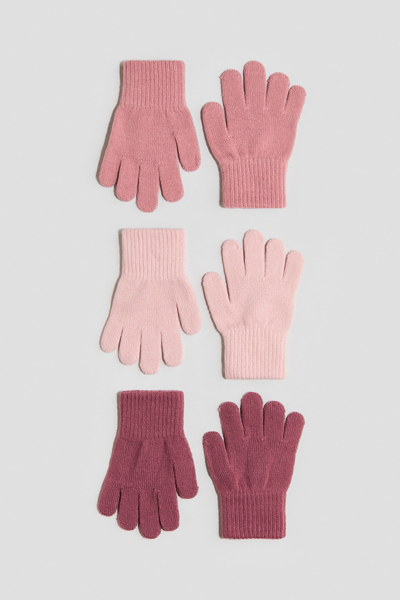 Guanti 3 paia - Rosa polvere/rosa scuro/Verde polvere/grigio mélange/Blu/marrone/Beige chiaro/rosa polvere