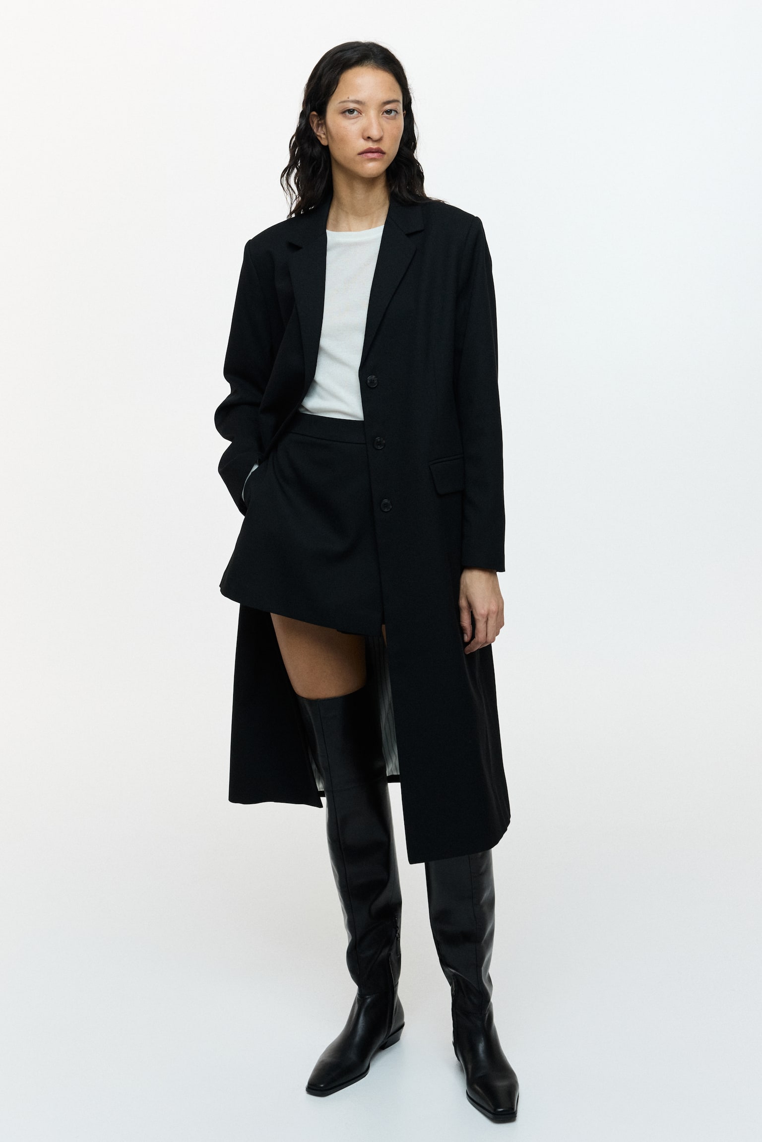 Keprová šortková minisukně - Černá - 7