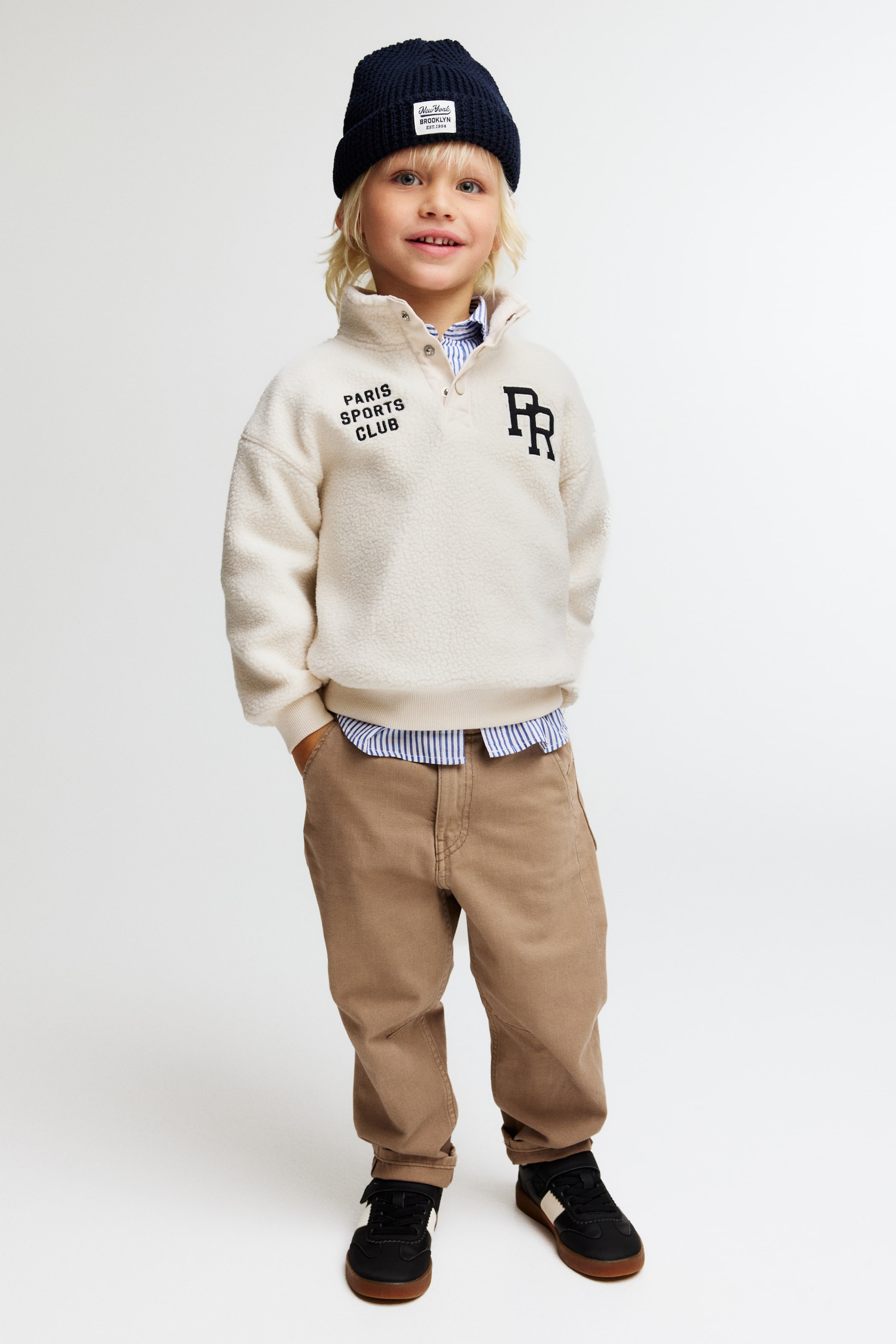 View larger image: Washed Cotton Twill Pants - Beige - Kids | H&M US 1