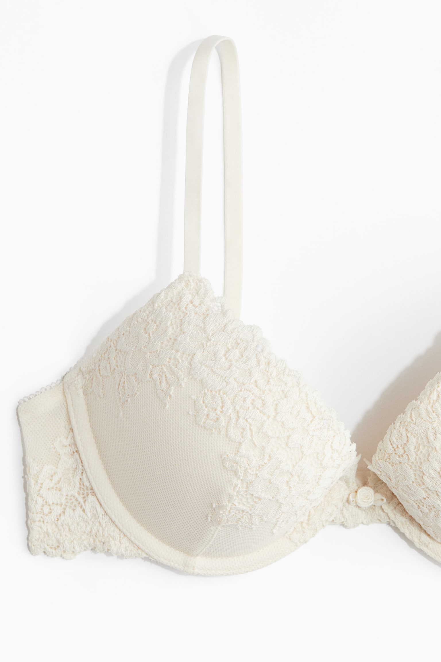Lace push-up bra - Cream/Dark red/Light pink - 4