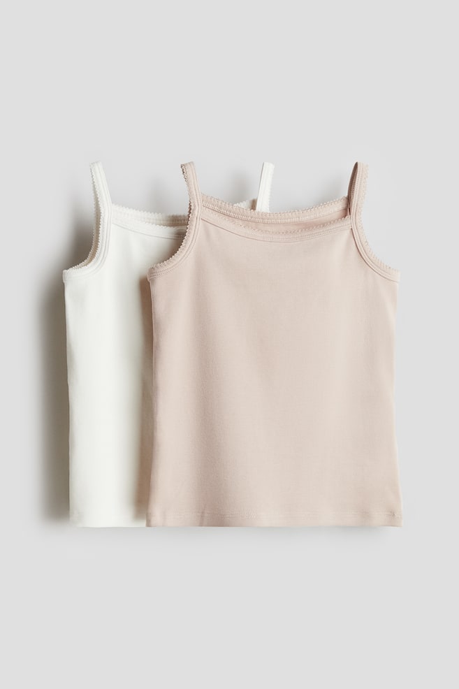 2-pack pima cotton strappy tops - Light dusty pink/White - 1