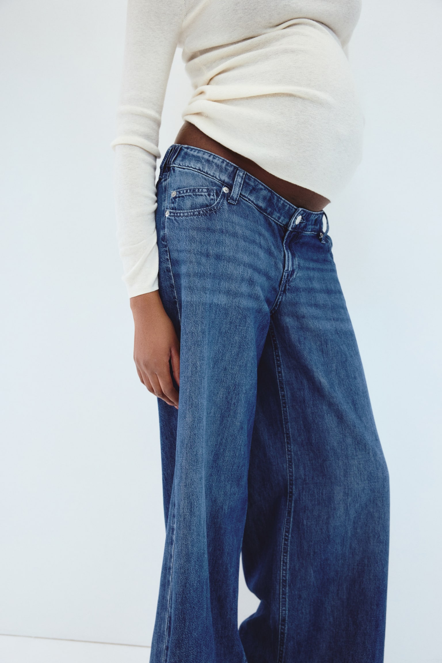 MAMA Wide Low Jeans - כחול ג'ינס/כחול ג'ינס כהה - 6