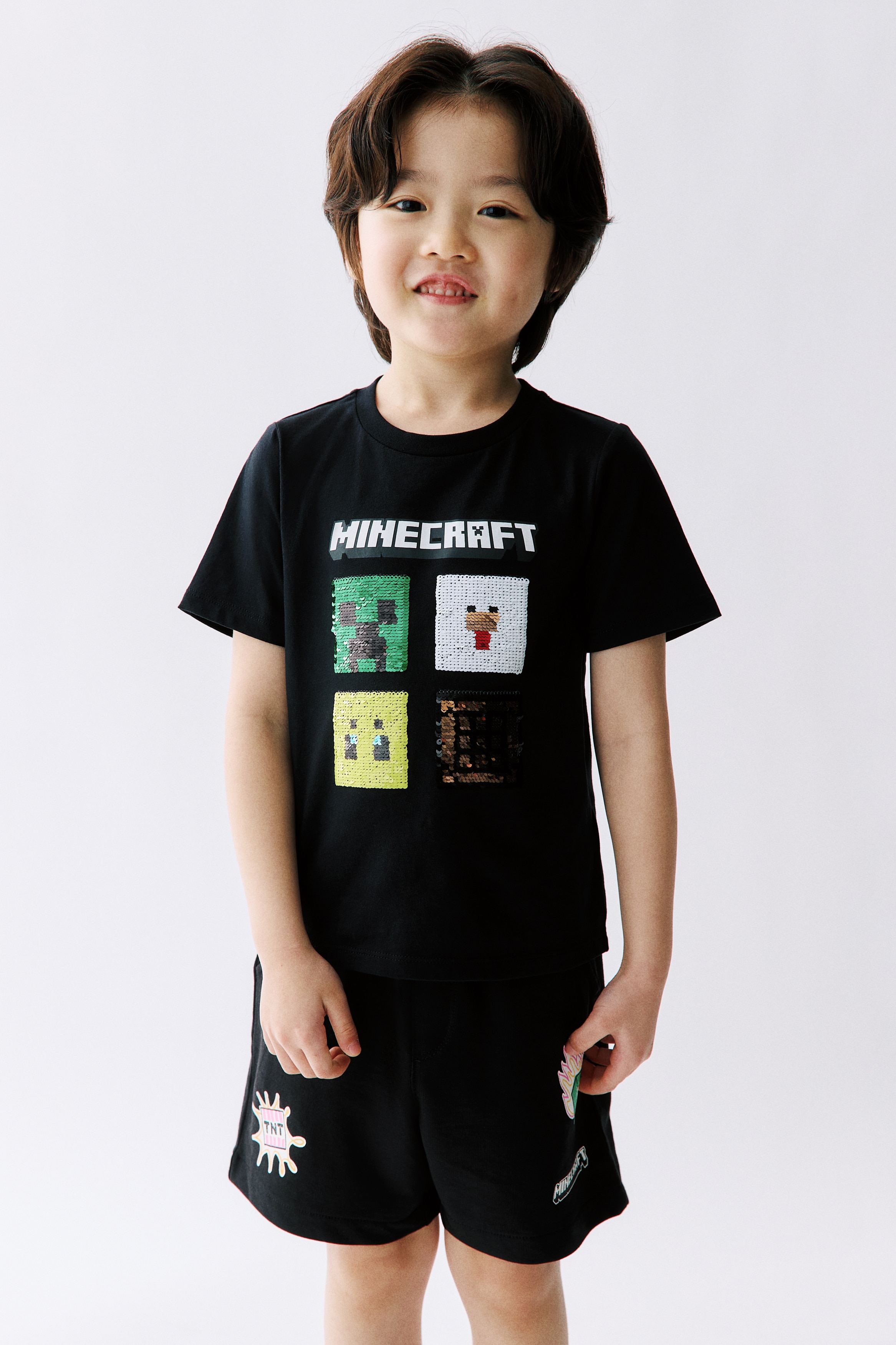 プリントTシャツ - ブラック／Minecraft/ホワイト／Minecraft
