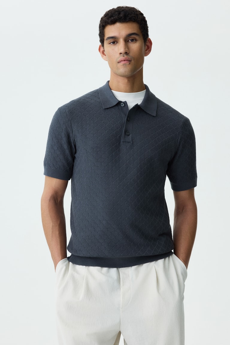 Polo majica od reljefnog pletiva Slim Fit