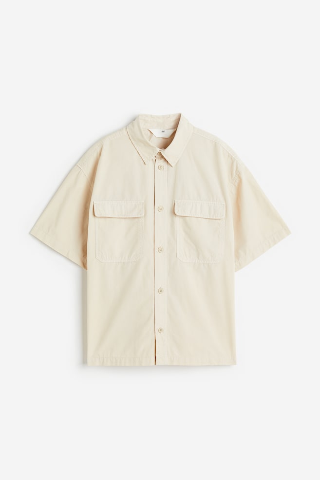Short-sleeved shirt - Light beige/Black/Patterned/White/Black checked/Dark grey - 1